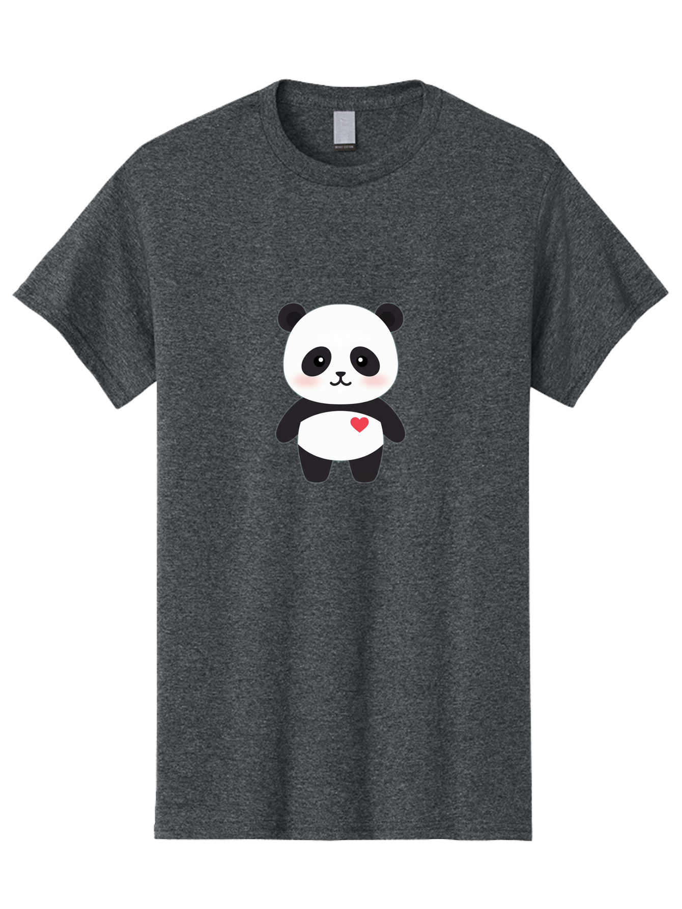 Panda Men'S Graphic Tee, 100% Cotton, Comfortable Casual Summer Wear, Machine Washable, Cute Cartoon Panda, Adorable Illustration, Sweet Panda Bear, Heart On Belly, Kawaii Character, Black And White Panda, Cartoon Love, Sweet Illustration, Bae626 2