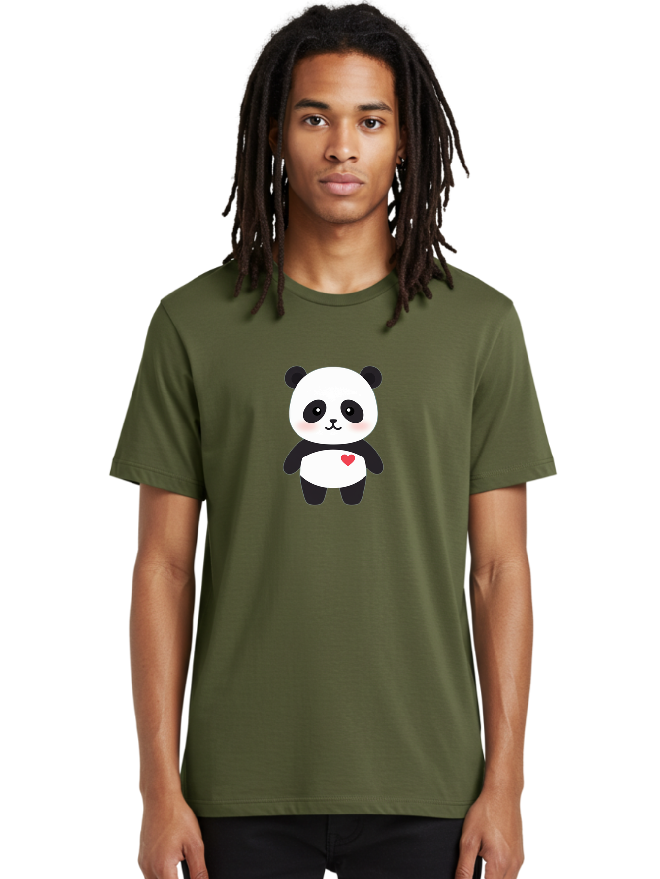 Panda Men'S Graphic Tee, 100% Cotton, Comfortable Casual Summer Wear, Machine Washable, Cute Cartoon Panda, Adorable Illustration, Sweet Panda Bear, Heart On Belly, Kawaii Character, Black And White Panda, Cartoon Love, Sweet Illustration, Bae626 22