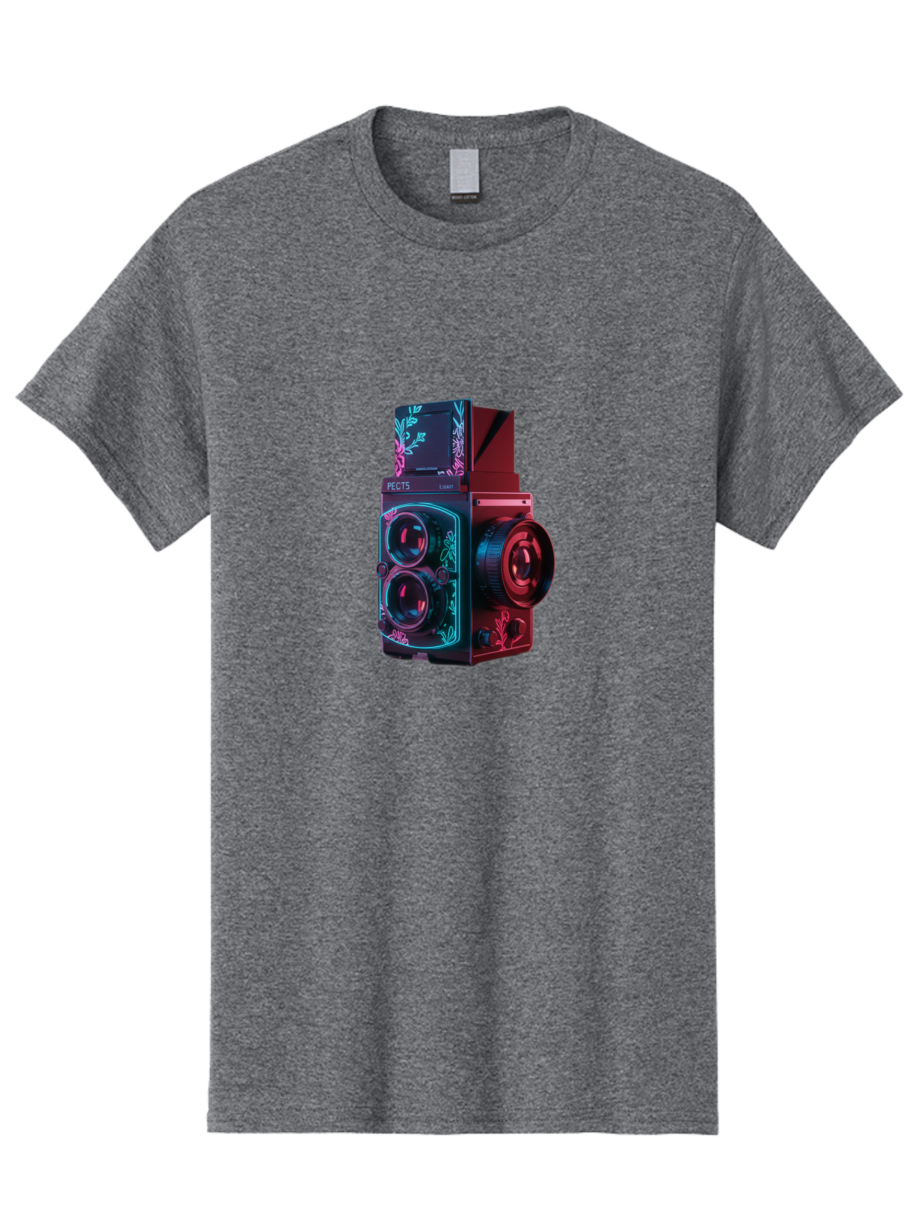 Pects-Lumary Men'S Graphic Tee, 100% Cotton, Comfortable Casual Summer Wear, Machine Washable, Pects Lumary Camera, Professional Photography, Neon Lights, Futuristic Design, Camera Equipment, Floral Patterns, Vibrant Colors, Photography Gear, Bae631 15
