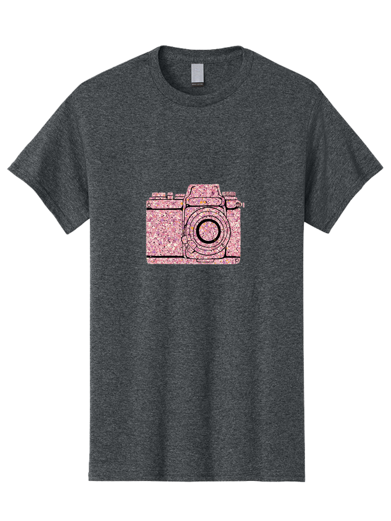 Pink-Camera Men'S Graphic Tee, 100% Cotton, Comfortable Casual Summer Wear, Machine Washable, Pink Camera Illustration, Digital Camera, Photography Equipment, Speckled Texture, Pink And Black Design, Camera, Photography Bae632 14