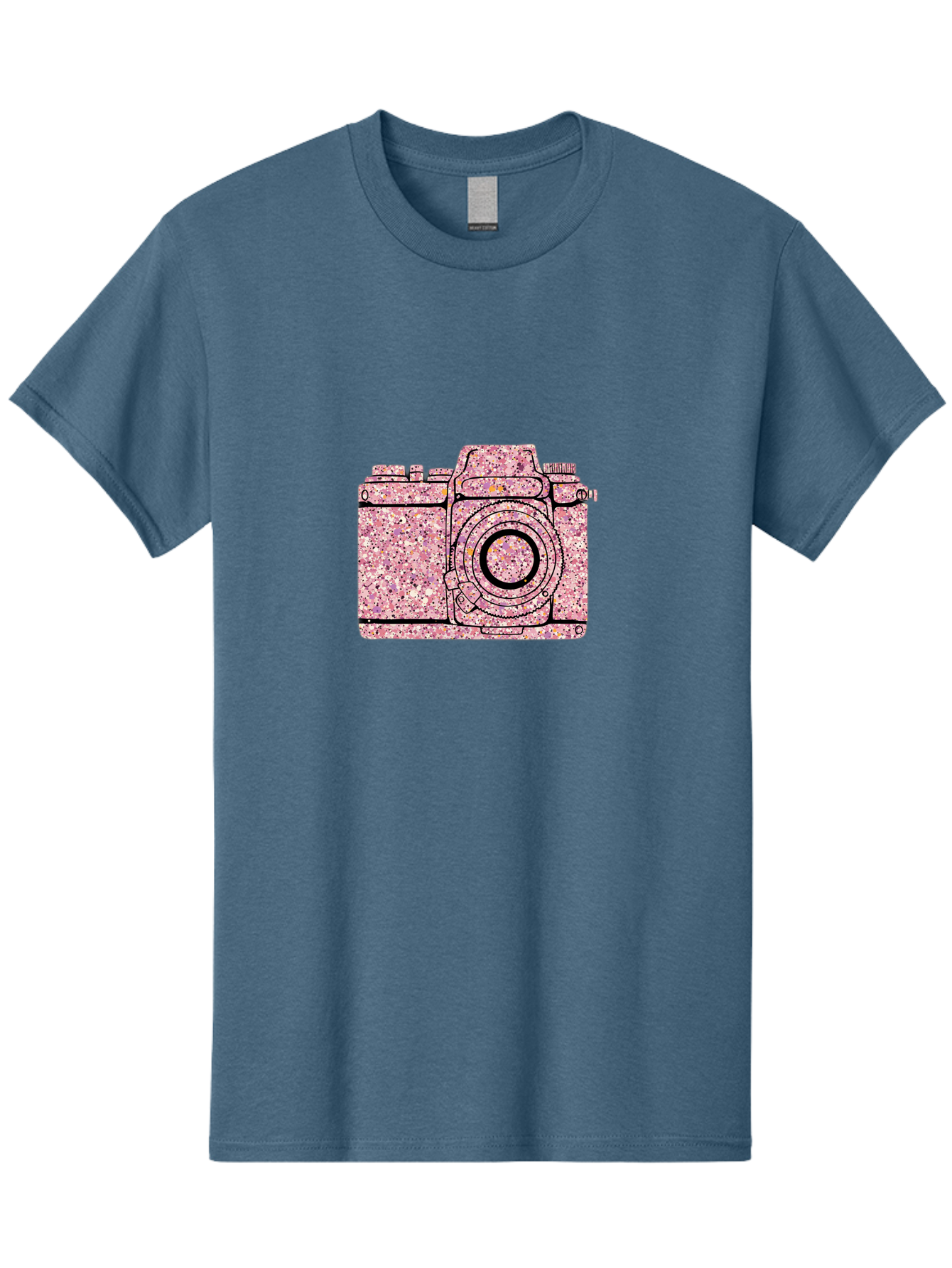 Pink-Camera Men'S Graphic Tee, 100% Cotton, Comfortable Casual Summer Wear, Machine Washable, Pink Camera Illustration, Digital Camera, Photography Equipment, Speckled Texture, Pink And Black Design, Camera, Photography Bae632 11