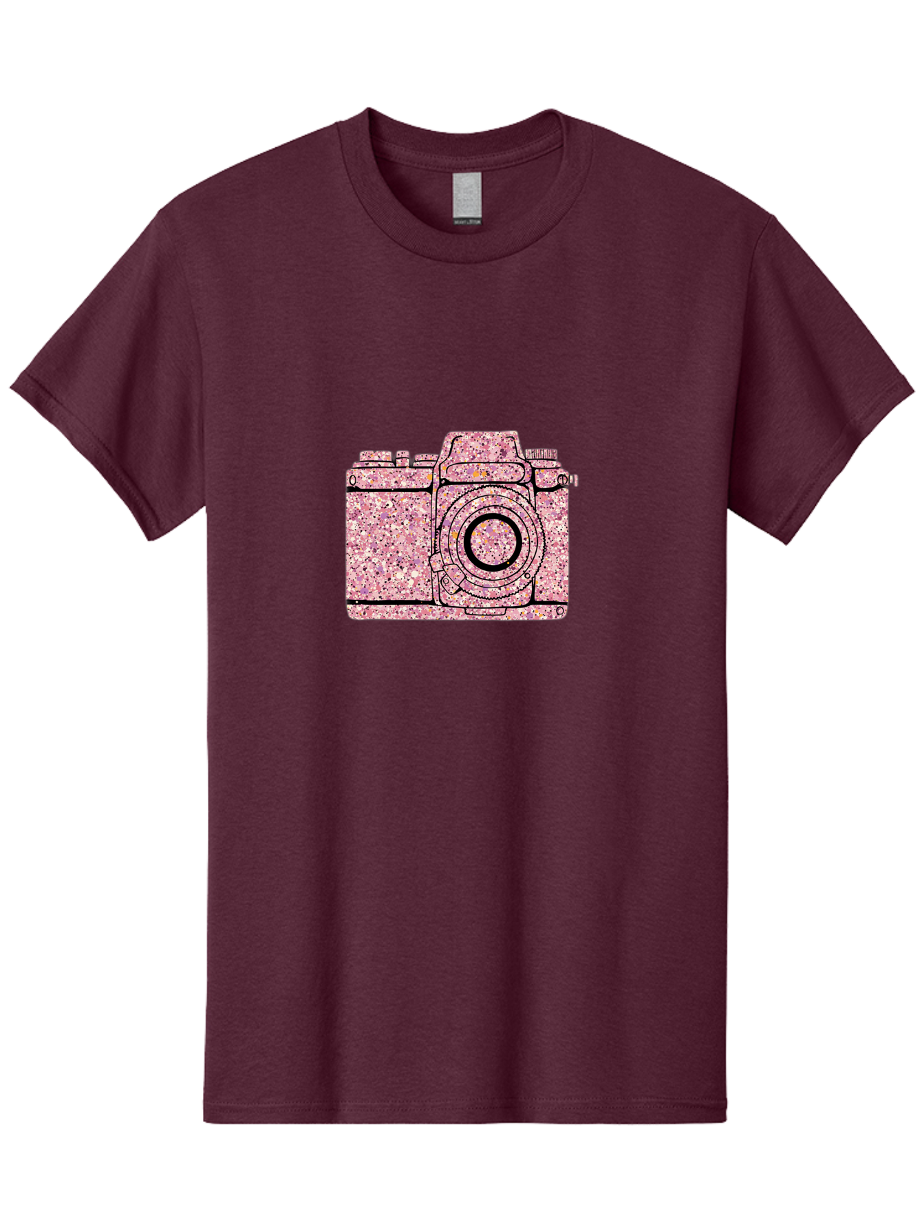 Pink-Camera Men'S Graphic Tee, 100% Cotton, Comfortable Casual Summer Wear, Machine Washable, Pink Camera Illustration, Digital Camera, Photography Equipment, Speckled Texture, Pink And Black Design, Camera, Photography Bae632 13