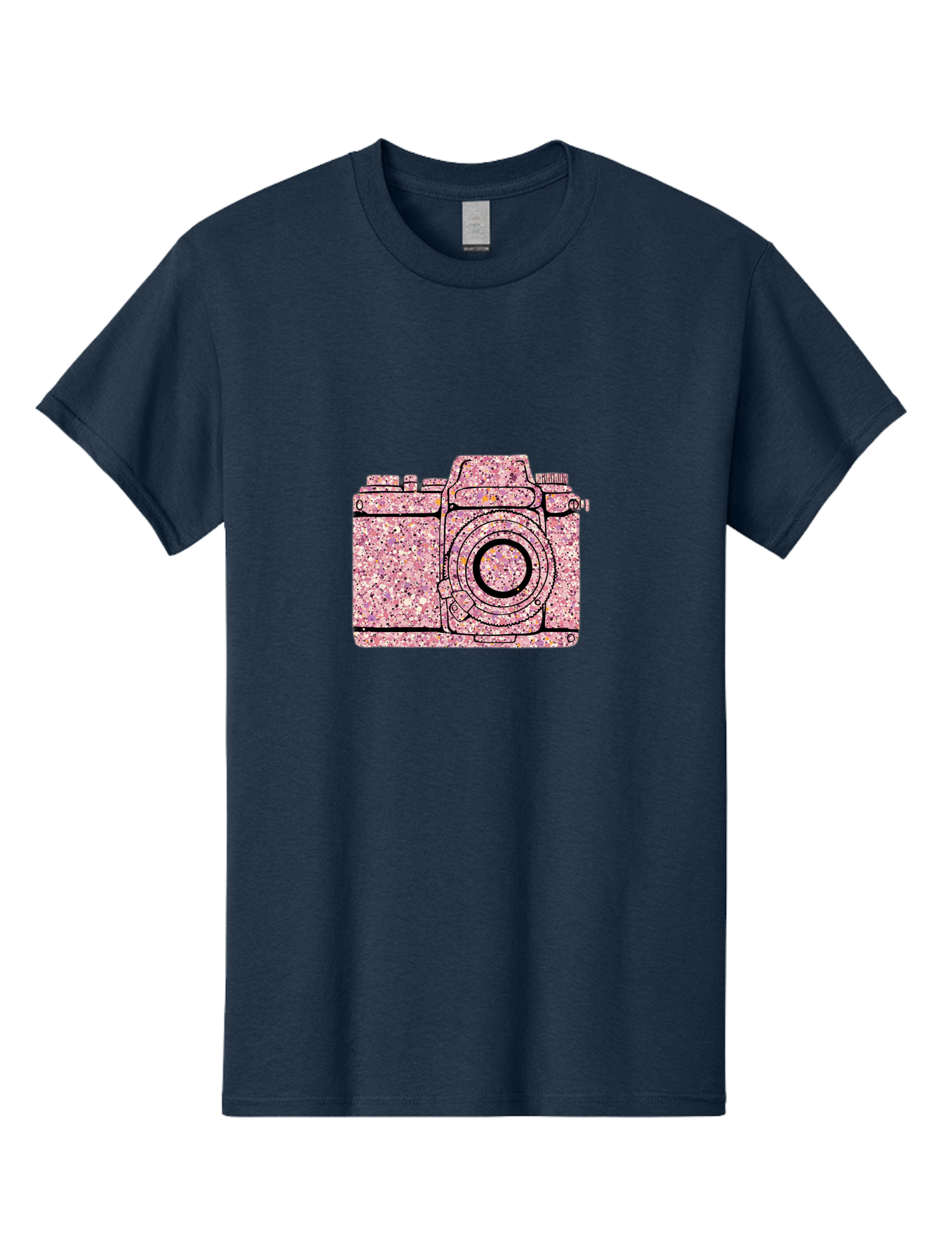 Pink-Camera Men'S Graphic Tee, 100% Cotton, Comfortable Casual Summer Wear, Machine Washable, Pink Camera Illustration, Digital Camera, Photography Equipment, Speckled Texture, Pink And Black Design, Camera, Photography Bae632 10