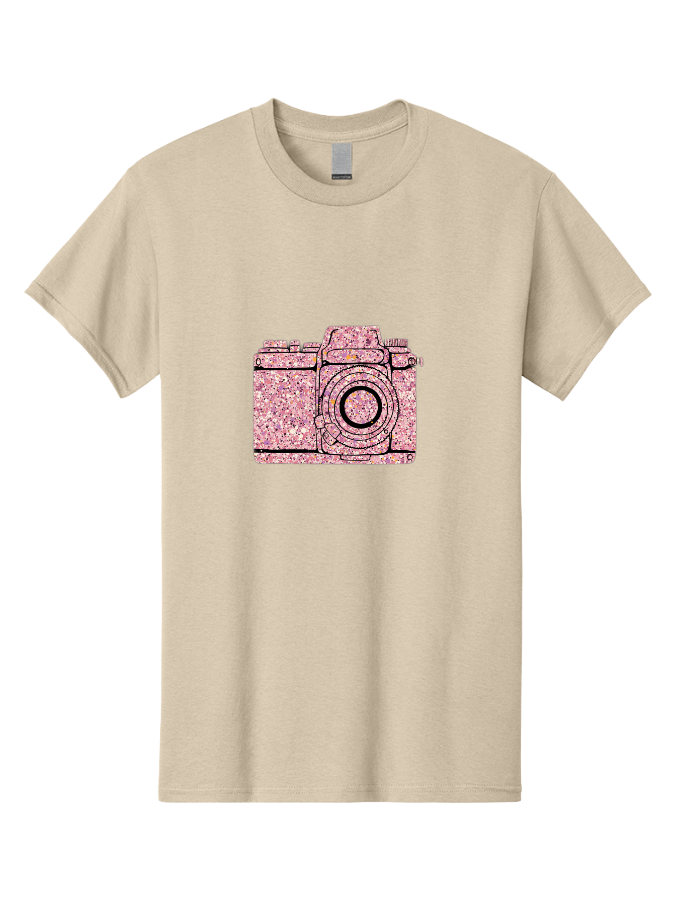 Pink-Camera Men'S Graphic Tee, 100% Cotton, Comfortable Casual Summer Wear, Machine Washable, Pink Camera Illustration, Digital Camera, Photography Equipment, Speckled Texture, Pink And Black Design, Camera, Photography Bae632 8