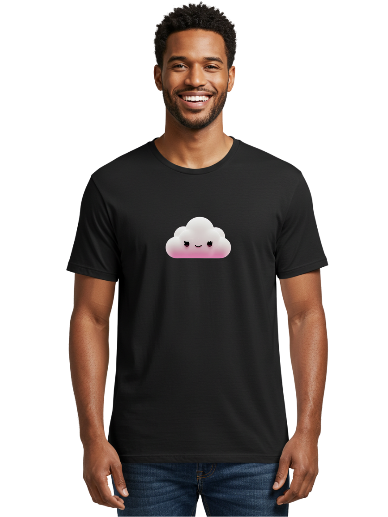 Pink-Cloud-1 Men'S Graphic Tee, 100% Cotton, Comfortable Casual Summer Wear, Machine Washable, Cute Cloud, Cartoon Character, Smiling Face, Fluffy Cloud, Soft Pink, Whimsical Design, Kawaii Art, Digital Illustration, Happy Cloud Bae633 17