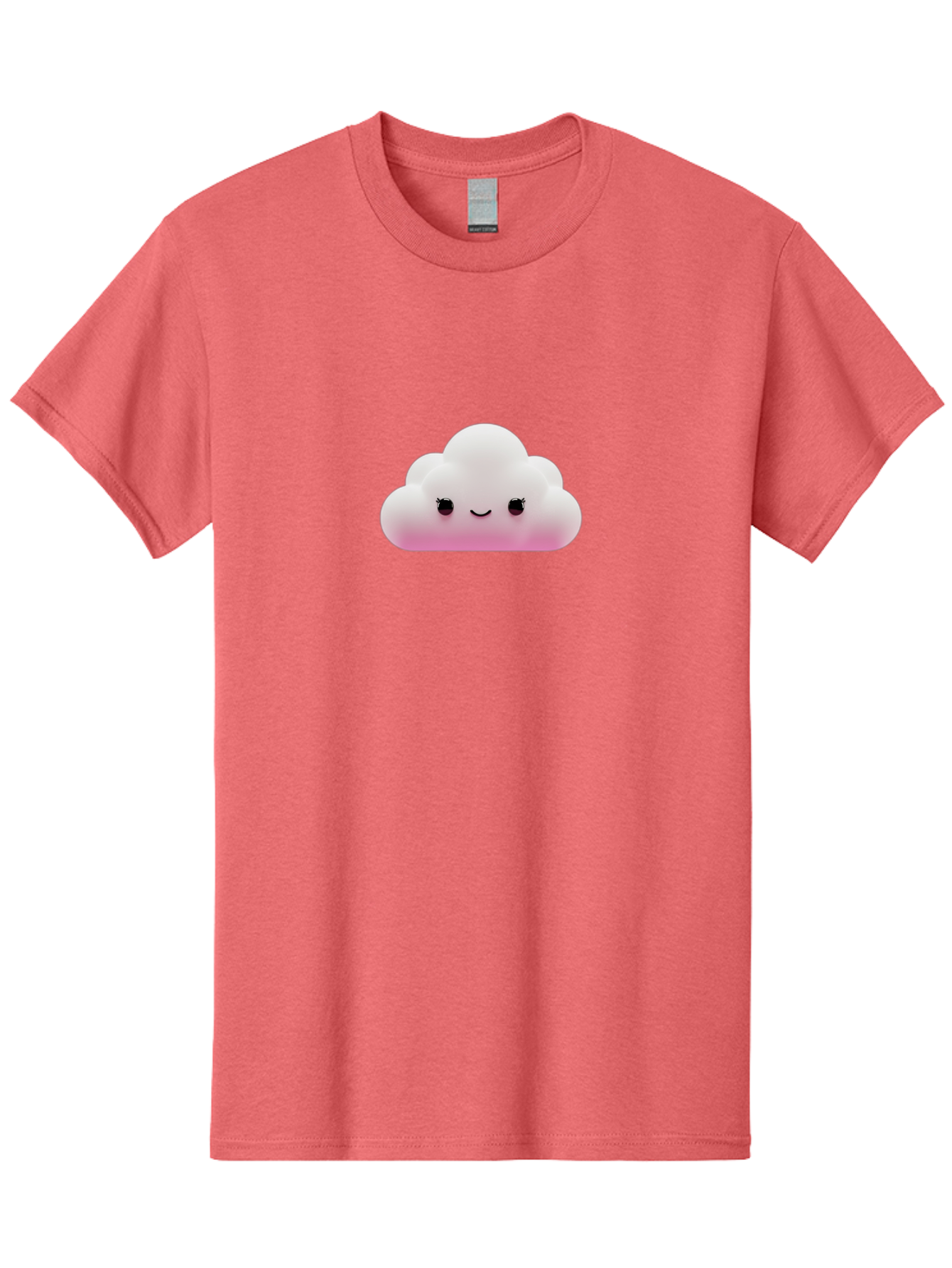 Pink-Cloud-1 Men'S Graphic Tee, 100% Cotton, Comfortable Casual Summer Wear, Machine Washable, Cute Cloud, Cartoon Character, Smiling Face, Fluffy Cloud, Soft Pink, Whimsical Design, Kawaii Art, Digital Illustration, Happy Cloud Bae633 3