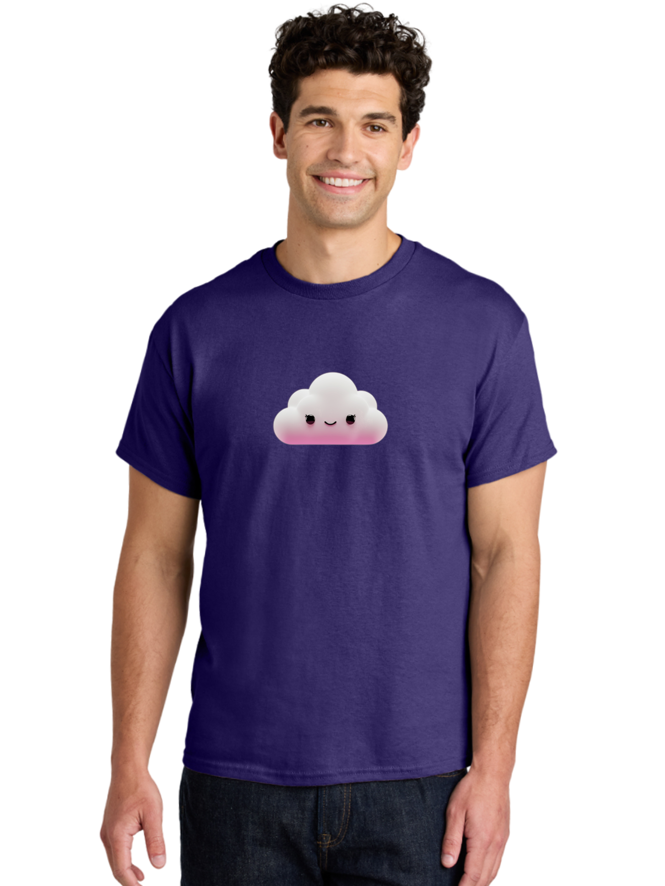 Pink-Cloud-1 Men'S Graphic Tee, 100% Cotton, Comfortable Casual Summer Wear, Machine Washable, Cute Cloud, Cartoon Character, Smiling Face, Fluffy Cloud, Soft Pink, Whimsical Design, Kawaii Art, Digital Illustration, Happy Cloud Bae633 26