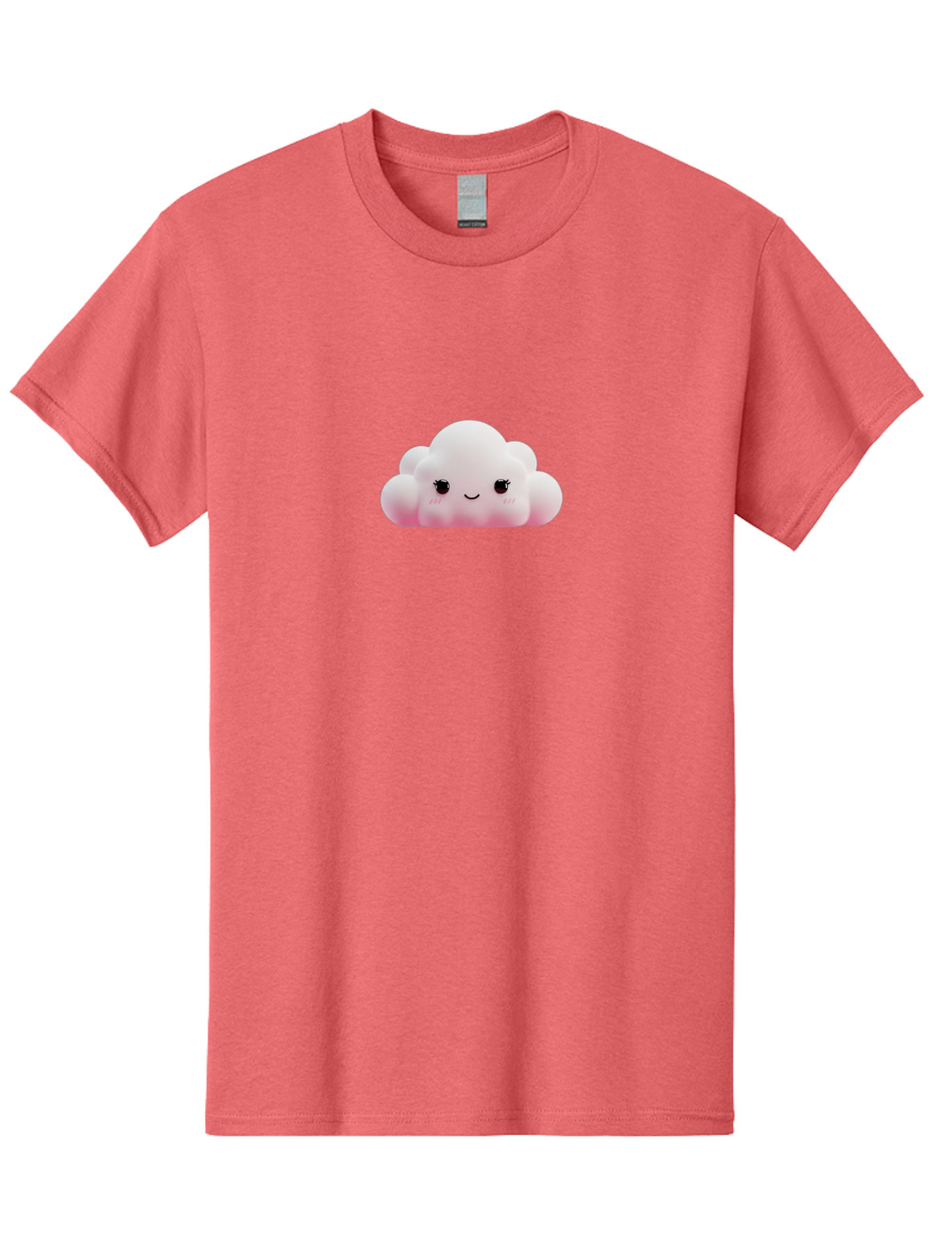 Pink-Cloud Men'S Graphic Tee, 100% Cotton, Comfortable Casual Summer Wear, Machine Washable, Kawaii Cloud, Cute Cartoon Character, Smiling Face, Fluffy White Cloud, Pastel Colors, Cheerful Design, Adorable Illustration, Fluffy Texture Bae634 5