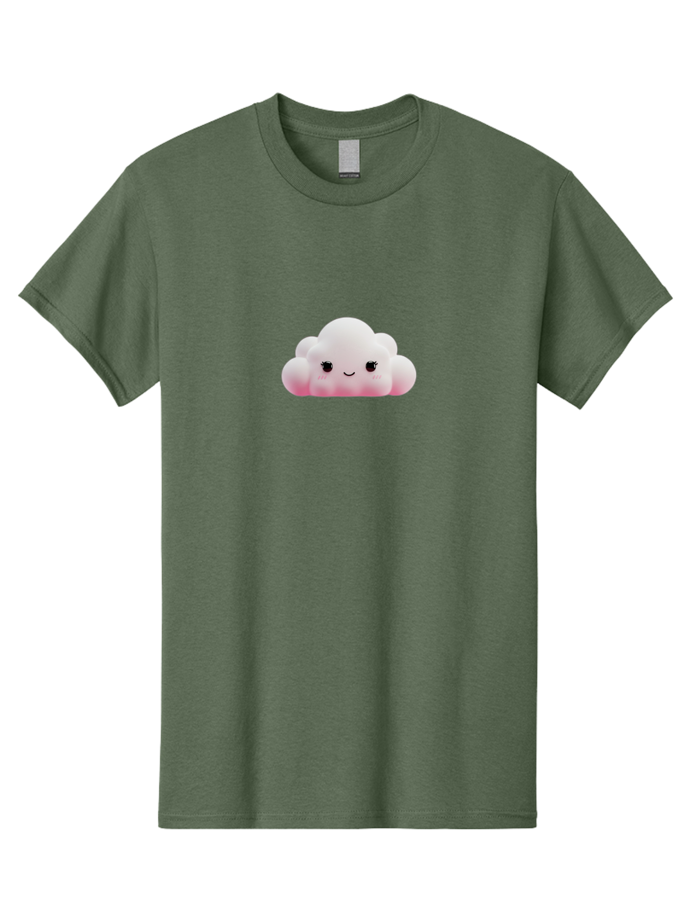 Pink-Cloud Men'S Graphic Tee, 100% Cotton, Comfortable Casual Summer Wear, Machine Washable, Kawaii Cloud, Cute Cartoon Character, Smiling Face, Fluffy White Cloud, Pastel Colors, Cheerful Design, Adorable Illustration, Fluffy Texture Bae634 8