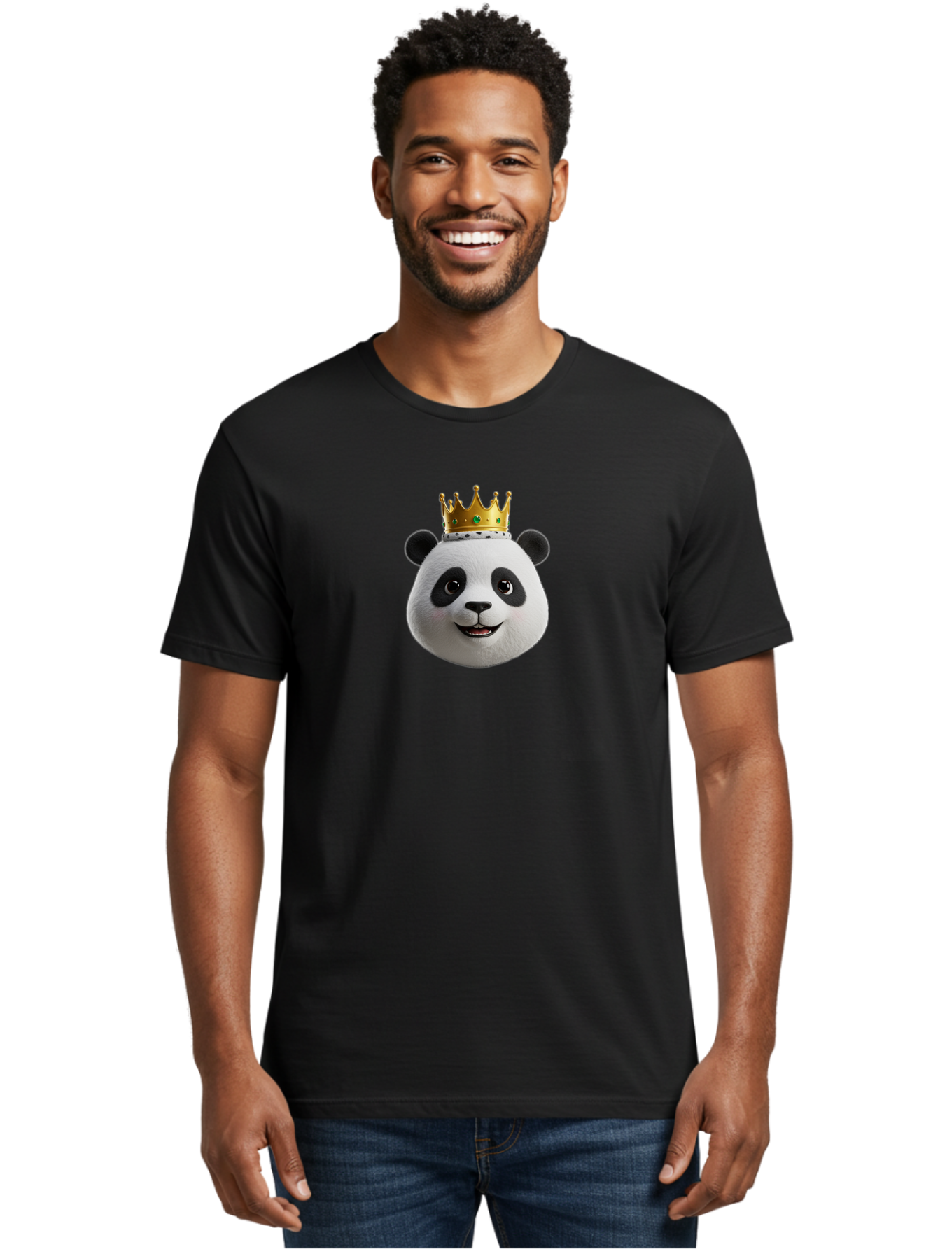 Po Men'S Graphic Tee, 100% Cotton, Comfortable Casual Summer Wear, Machine Washable, Kung Fu Panda, Po'S Face, Cartoon Panda, Crown Icon, Royal Treatment, Animated Character, Adorable Expression, Funny Face, King Of Pandas, Bae637 28