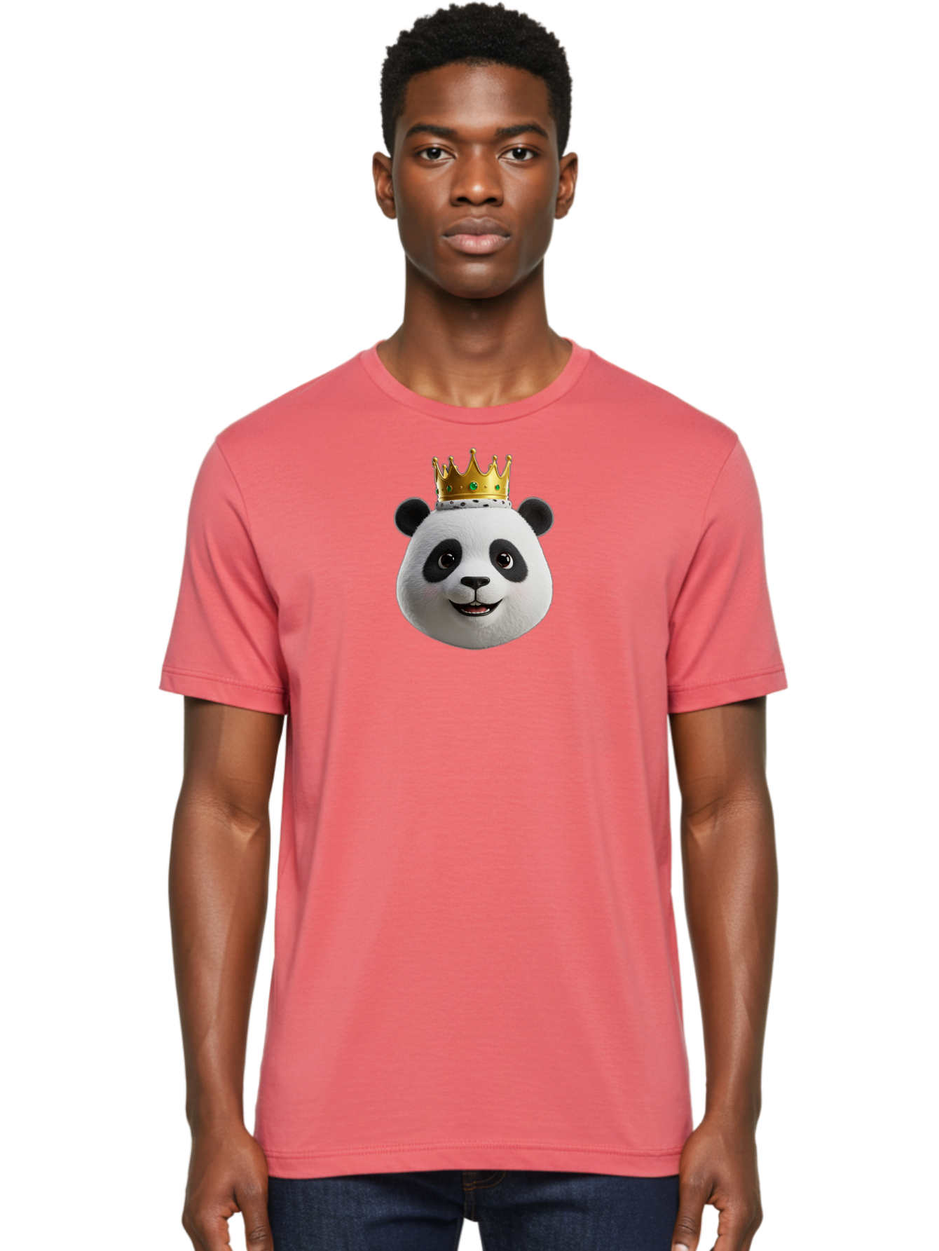 Po Men'S Graphic Tee, 100% Cotton, Comfortable Casual Summer Wear, Machine Washable, Kung Fu Panda, Po'S Face, Cartoon Panda, Crown Icon, Royal Treatment, Animated Character, Adorable Expression, Funny Face, King Of Pandas, Bae637 16