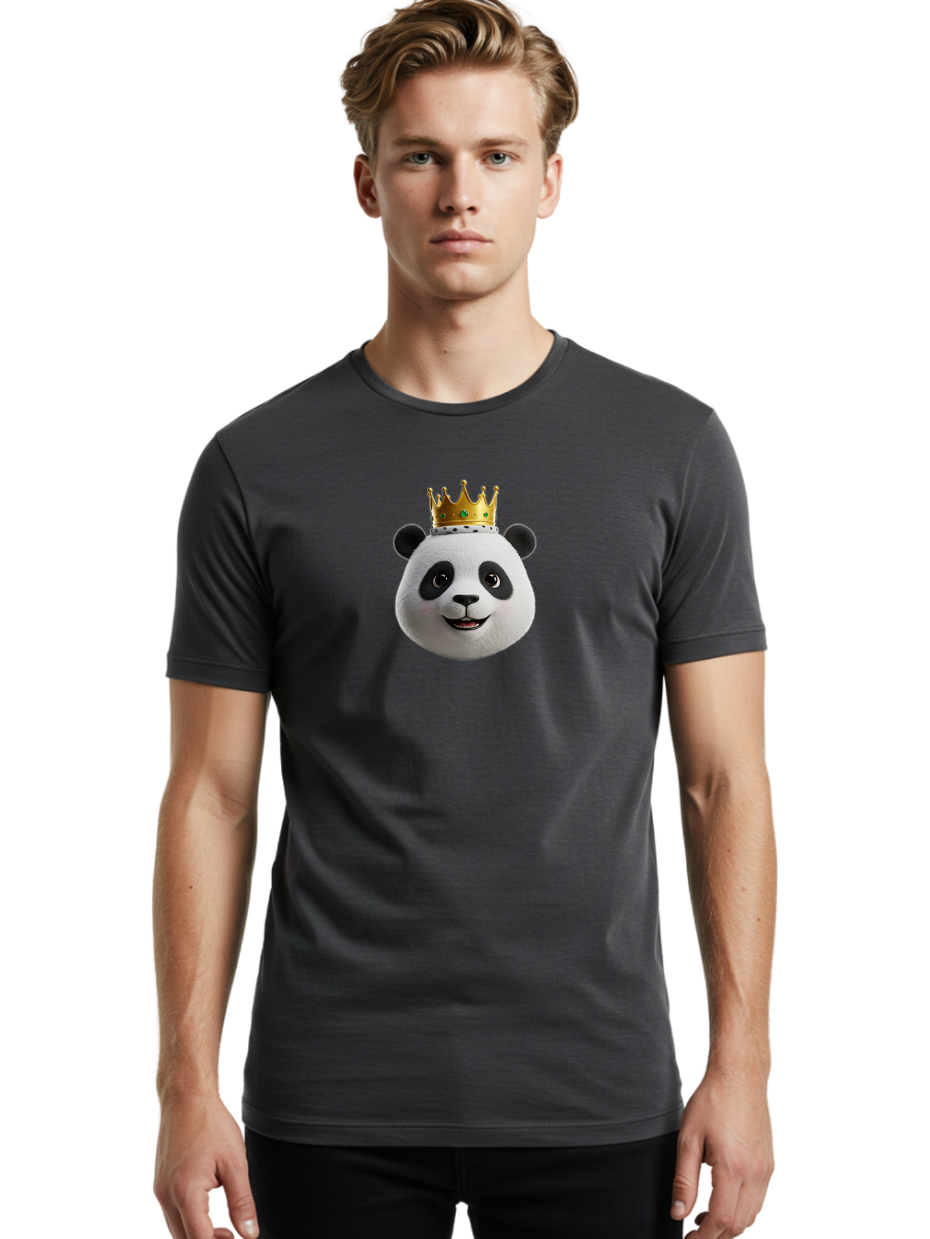 Po Men'S Graphic Tee, 100% Cotton, Comfortable Casual Summer Wear, Machine Washable, Kung Fu Panda, Po'S Face, Cartoon Panda, Crown Icon, Royal Treatment, Animated Character, Adorable Expression, Funny Face, King Of Pandas, Bae637 20