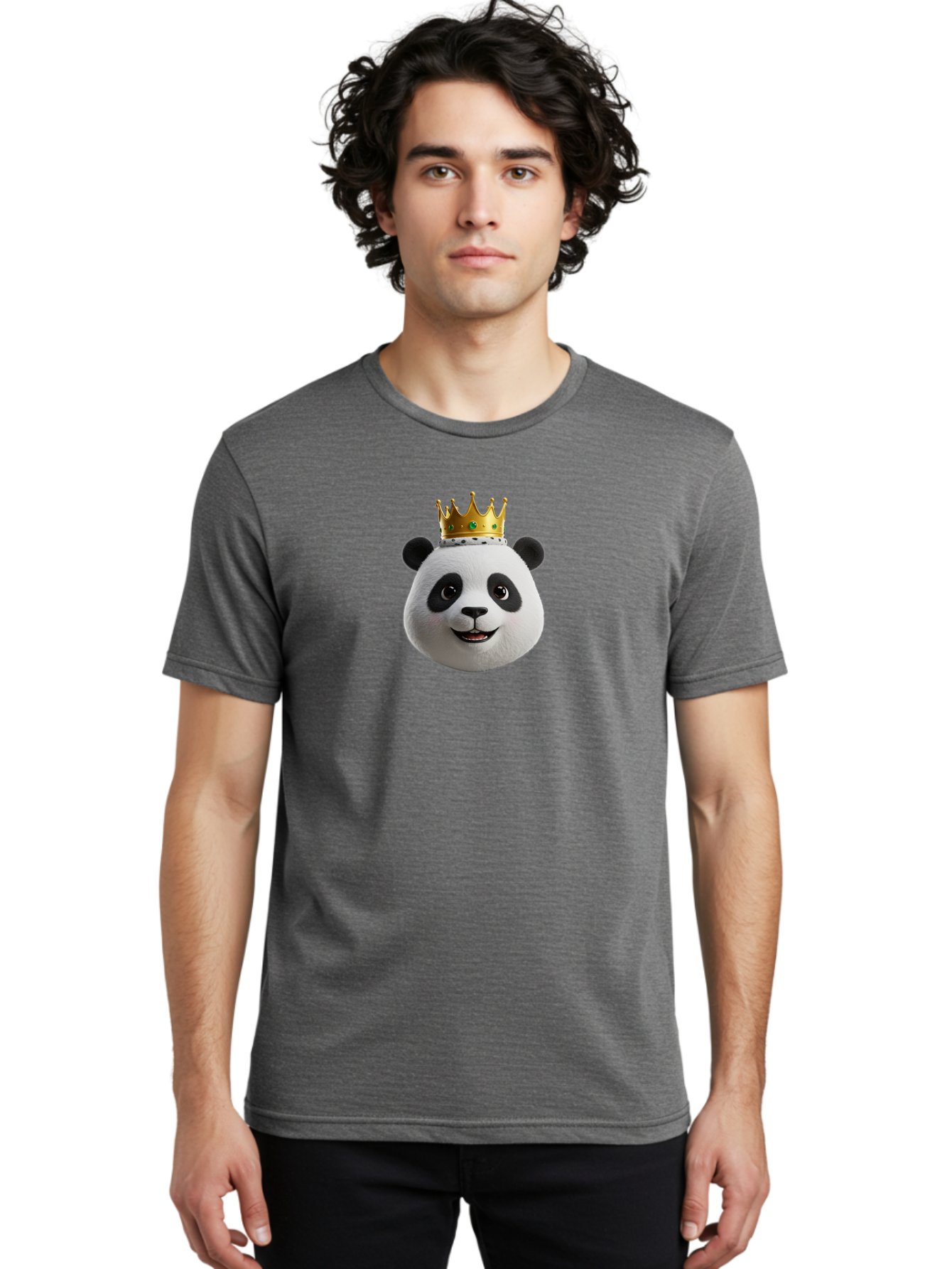 Po Men'S Graphic Tee, 100% Cotton, Comfortable Casual Summer Wear, Machine Washable, Kung Fu Panda, Po'S Face, Cartoon Panda, Crown Icon, Royal Treatment, Animated Character, Adorable Expression, Funny Face, King Of Pandas, Bae637 19