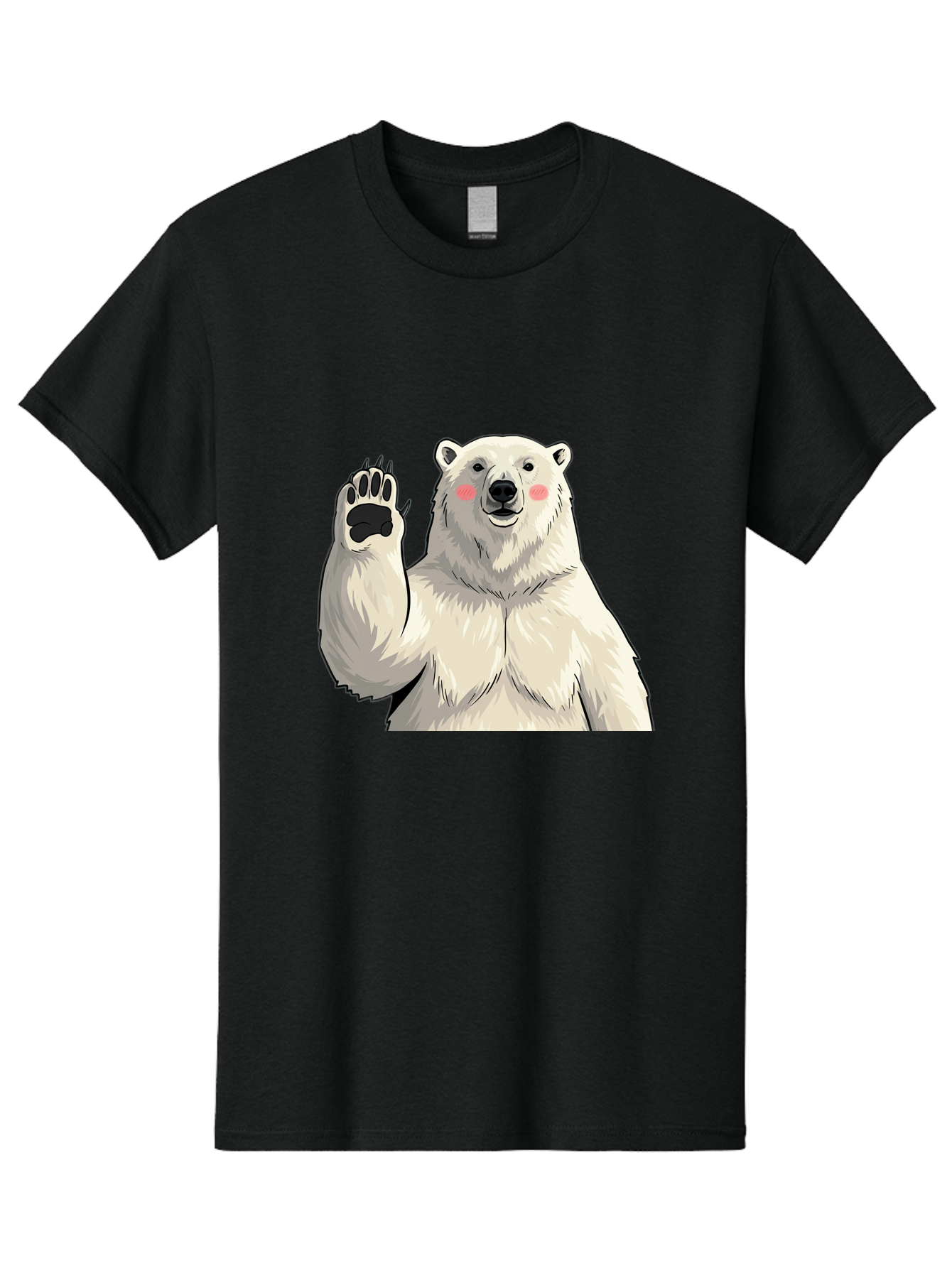 Polar-Bear-4 Men'S Graphic Tee, 100% Cotton, Comfortable Casual Summer Wear, Machine Washable, Cute Polar Bear, Waving Paw, Friendly Gesture, Adorable Cartoon, Pink Blush Cheeks, White Fur, Black Nose, Cartoon Character, Kawaii Design Bae641 15