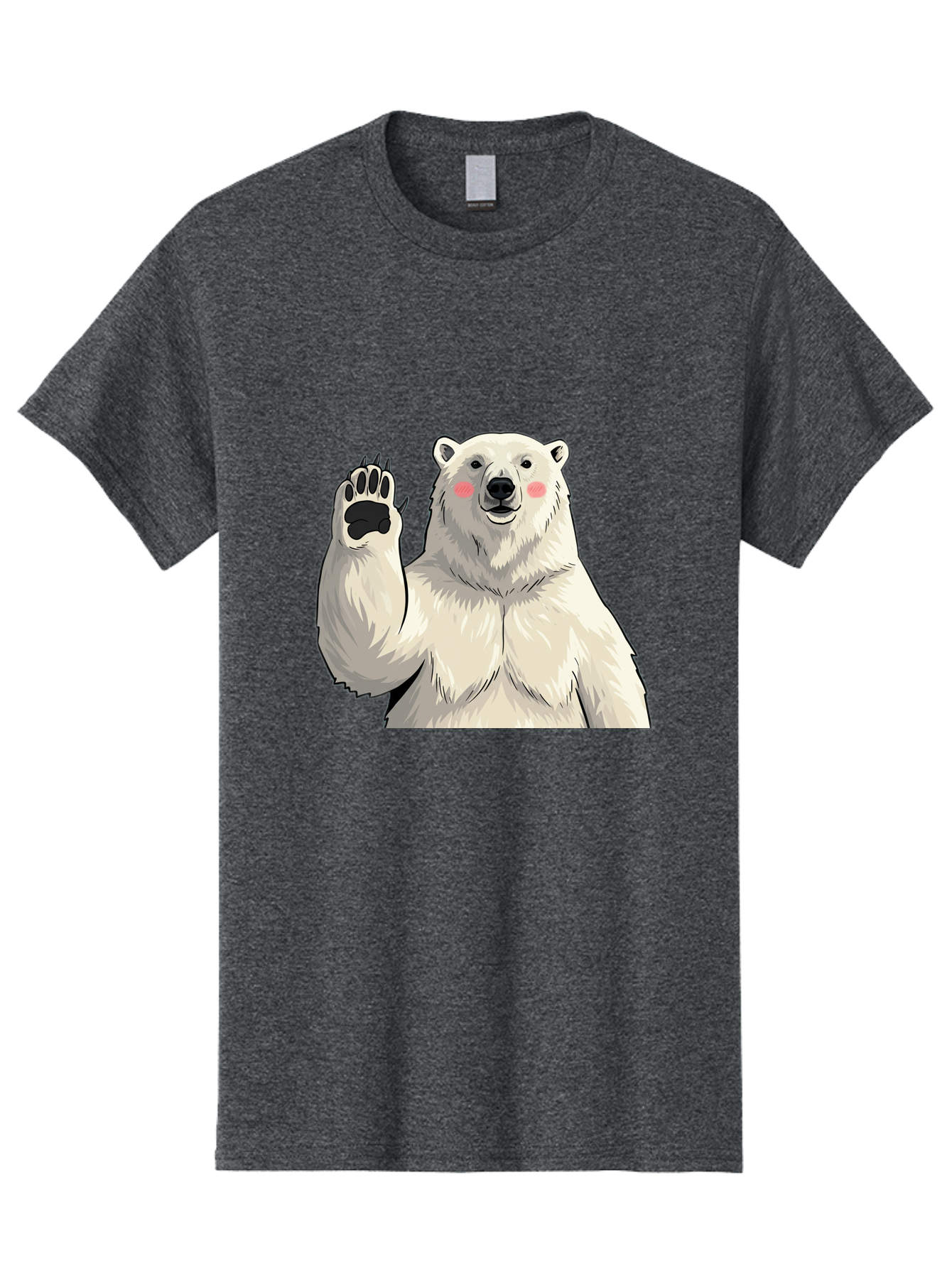 Polar-Bear-4 Men'S Graphic Tee, 100% Cotton, Comfortable Casual Summer Wear, Machine Washable, Cute Polar Bear, Waving Paw, Friendly Gesture, Adorable Cartoon, Pink Blush Cheeks, White Fur, Black Nose, Cartoon Character, Kawaii Design Bae641 7