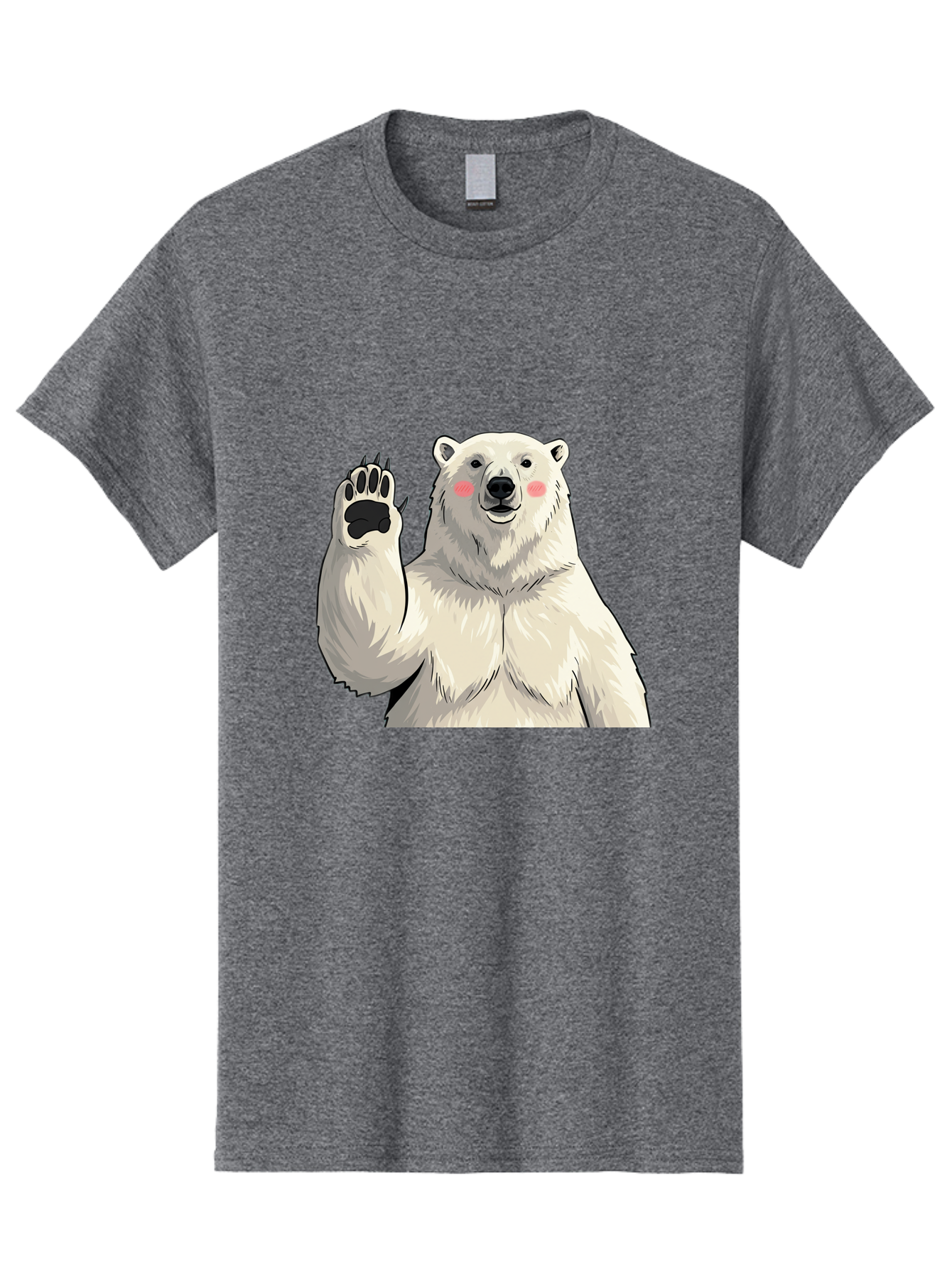 Polar-Bear-4 Men'S Graphic Tee, 100% Cotton, Comfortable Casual Summer Wear, Machine Washable, Cute Polar Bear, Waving Paw, Friendly Gesture, Adorable Cartoon, Pink Blush Cheeks, White Fur, Black Nose, Cartoon Character, Kawaii Design Bae641 14