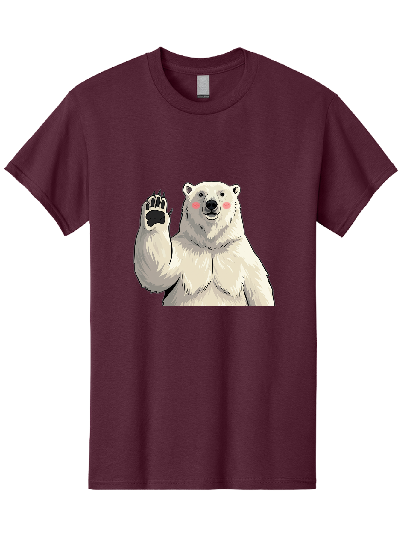 Polar-Bear-4 Men'S Graphic Tee, 100% Cotton, Comfortable Casual Summer Wear, Machine Washable, Cute Polar Bear, Waving Paw, Friendly Gesture, Adorable Cartoon, Pink Blush Cheeks, White Fur, Black Nose, Cartoon Character, Kawaii Design Bae641 13