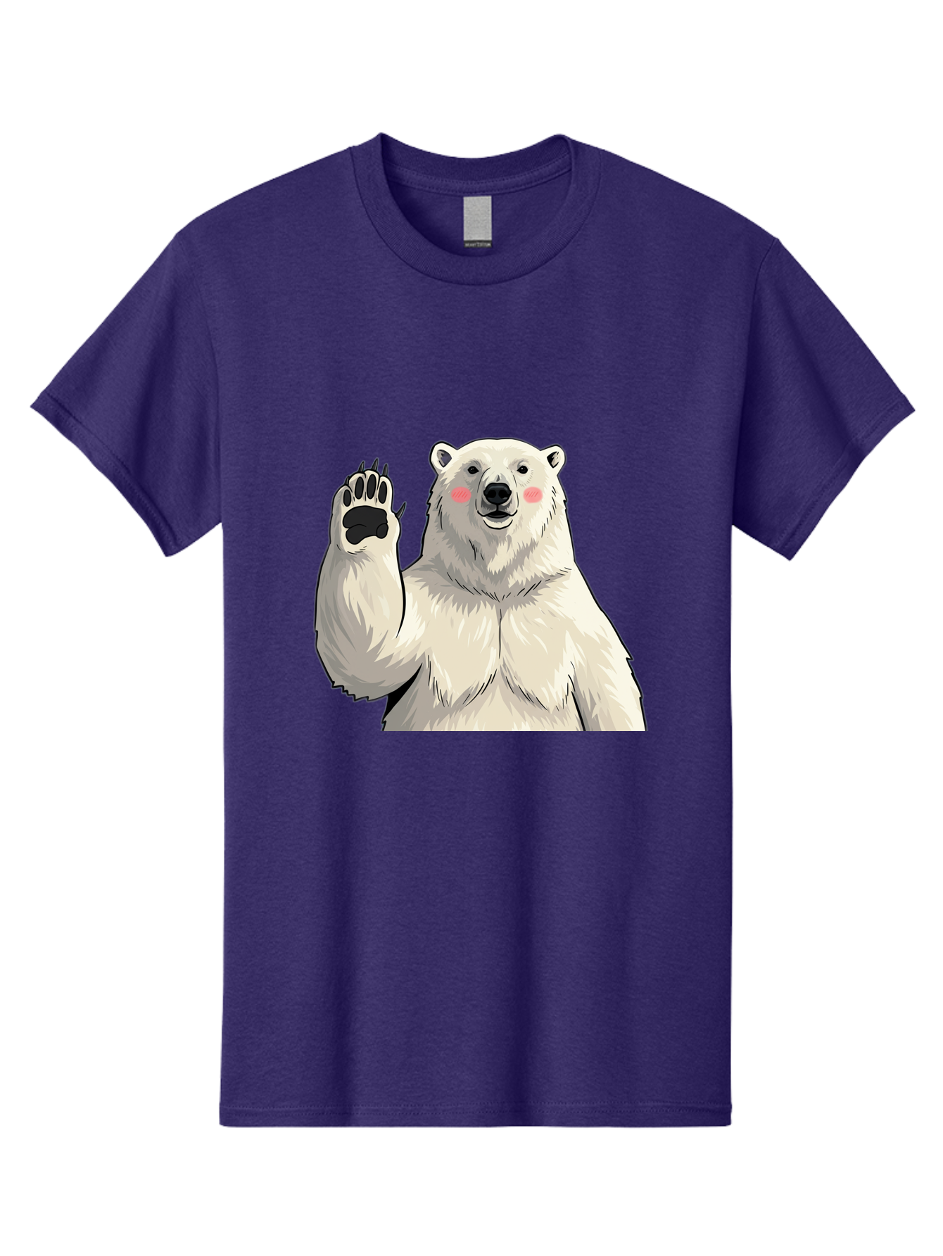 Polar-Bear-4 Men'S Graphic Tee, 100% Cotton, Comfortable Casual Summer Wear, Machine Washable, Cute Polar Bear, Waving Paw, Friendly Gesture, Adorable Cartoon, Pink Blush Cheeks, White Fur, Black Nose, Cartoon Character, Kawaii Design Bae641 6