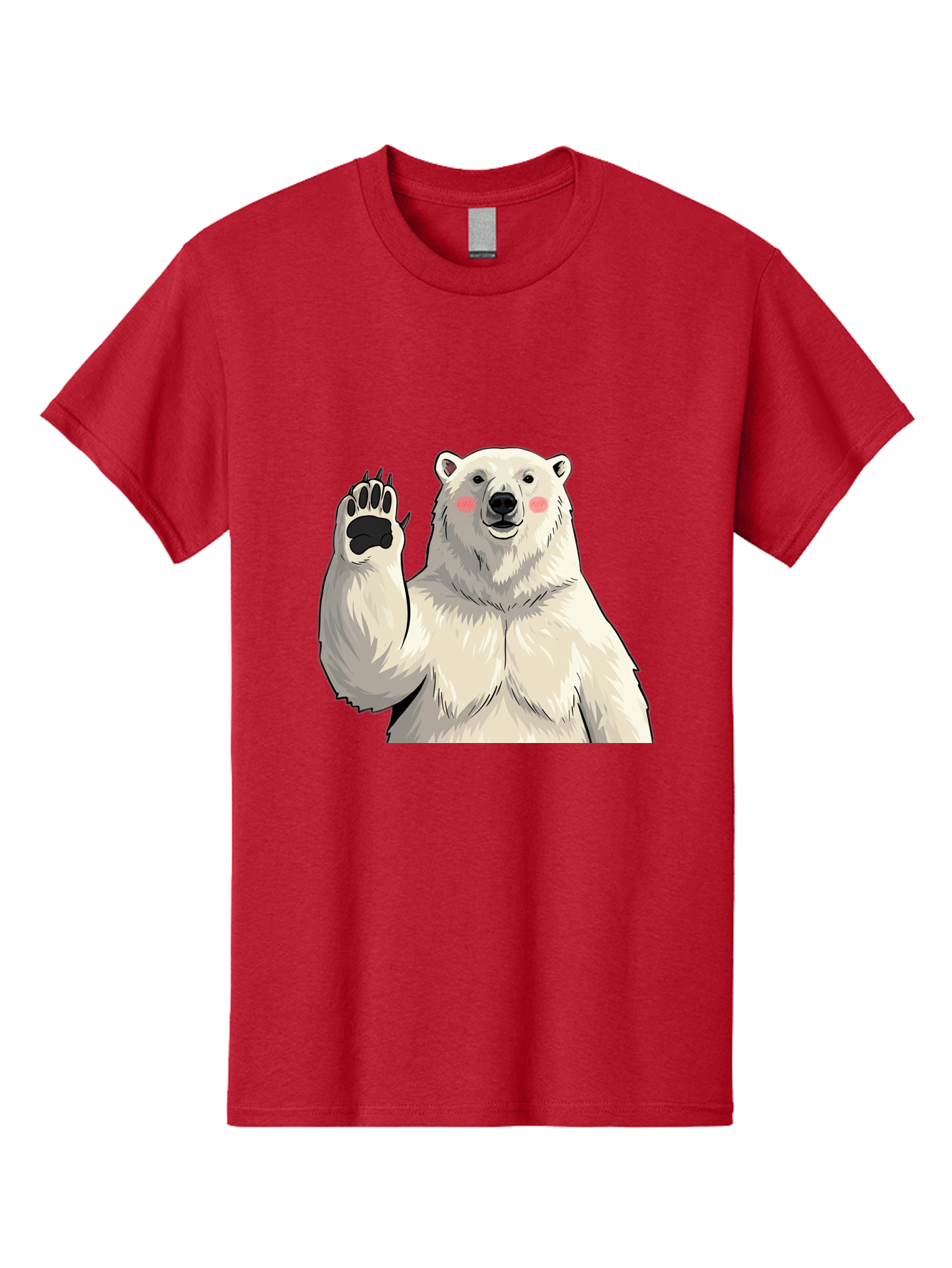 Polar-Bear-4 Men'S Graphic Tee, 100% Cotton, Comfortable Casual Summer Wear, Machine Washable, Cute Polar Bear, Waving Paw, Friendly Gesture, Adorable Cartoon, Pink Blush Cheeks, White Fur, Black Nose, Cartoon Character, Kawaii Design Bae641 11