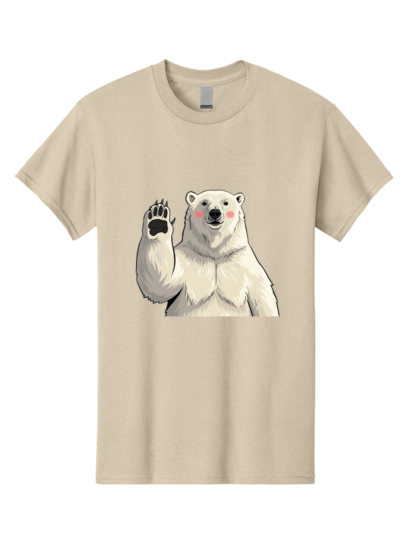 Polar-Bear-4 Men'S Graphic Tee, 100% Cotton, Comfortable Casual Summer Wear, Machine Washable, Cute Polar Bear, Waving Paw, Friendly Gesture, Adorable Cartoon, Pink Blush Cheeks, White Fur, Black Nose, Cartoon Character, Kawaii Design Bae641 12