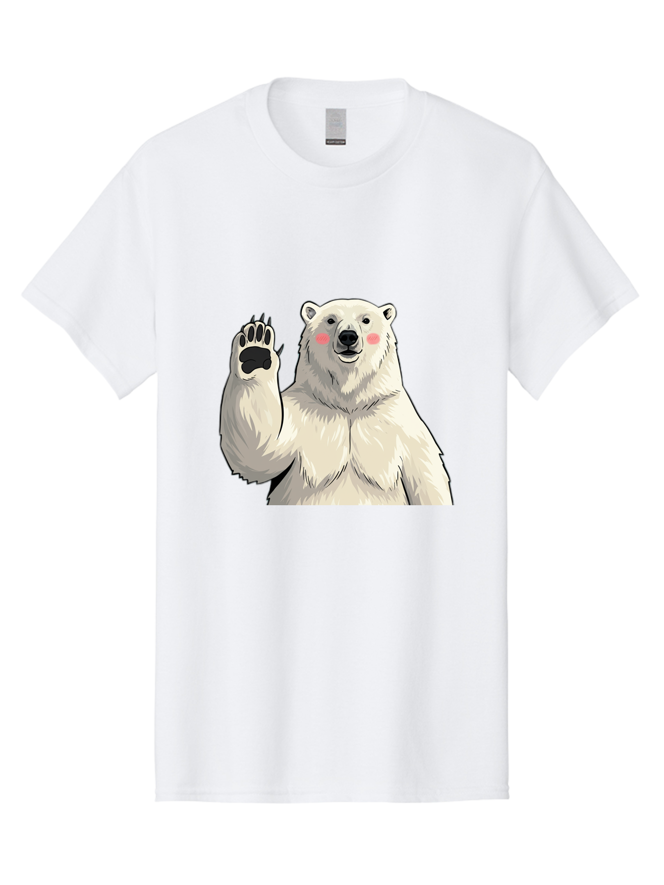 Polar-Bear-4 Men'S Graphic Tee, 100% Cotton, Comfortable Casual Summer Wear, Machine Washable, Cute Polar Bear, Waving Paw, Friendly Gesture, Adorable Cartoon, Pink Blush Cheeks, White Fur, Black Nose, Cartoon Character, Kawaii Design Bae641 8