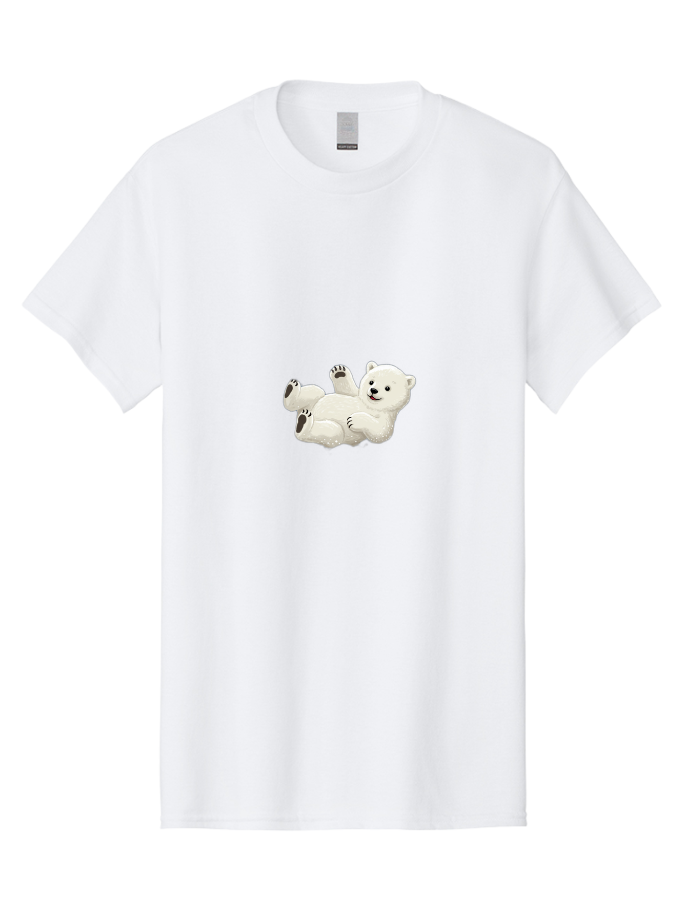 Polar-Bear-9 Men'S Graphic Tee, 100% Cotton, Comfortable Casual Summer Wear, Machine Washable, Polar Bear Lying On Its Back, Playful Pose, Cute Expression, White Fur, Black Nose, Cartoon Style, Adorable Animal, Funny Character, Bae646 10