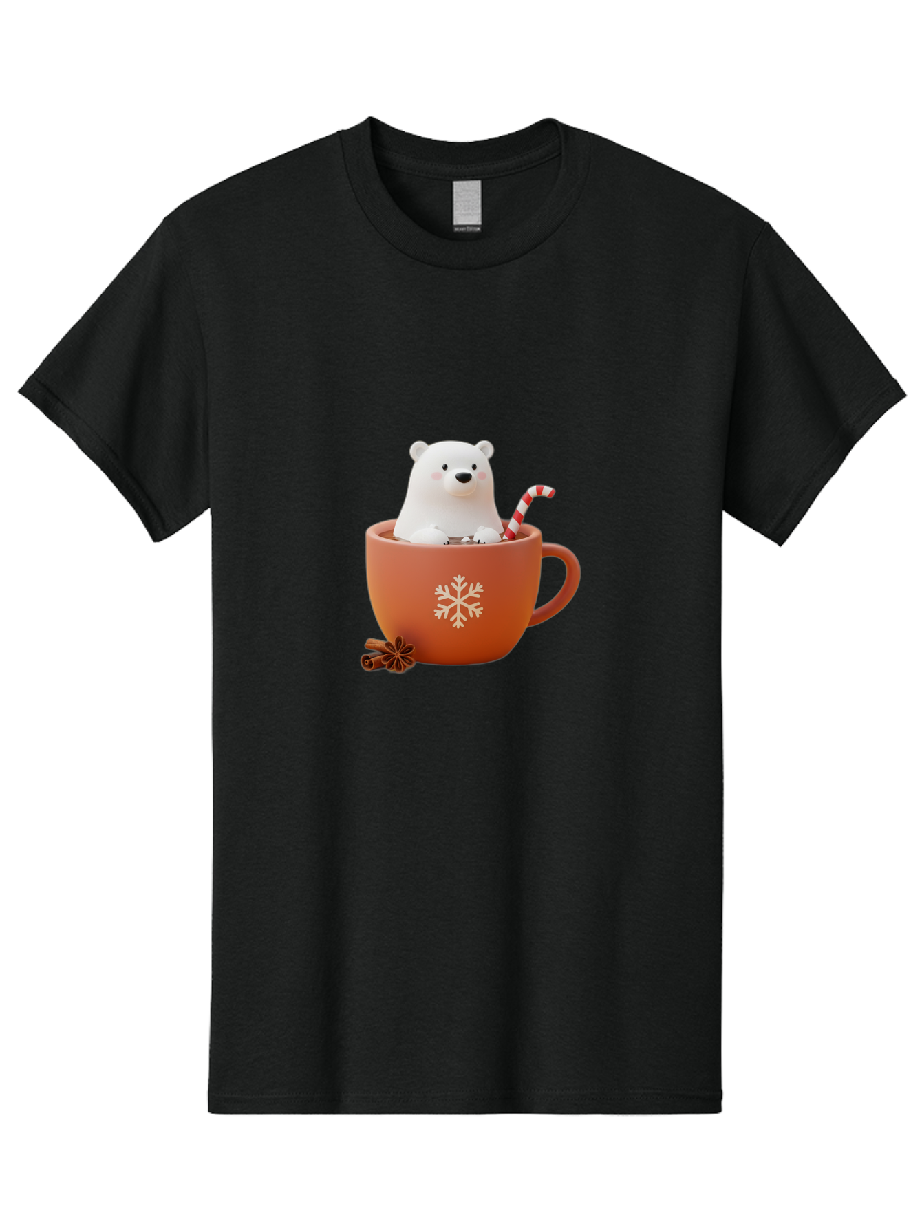 Polar-Bear-In-Coffee-Mug Men'S Graphic Tee, 100% Cotton, Comfortable Casual Summer Wear, Machine Washable, Polar Bear In A Mug, Festive Drink, Candy Cane, Snowflake Design, Winter Wonderland, Holiday Cheer, Adorable Bear, Red Mug, Bae654 9