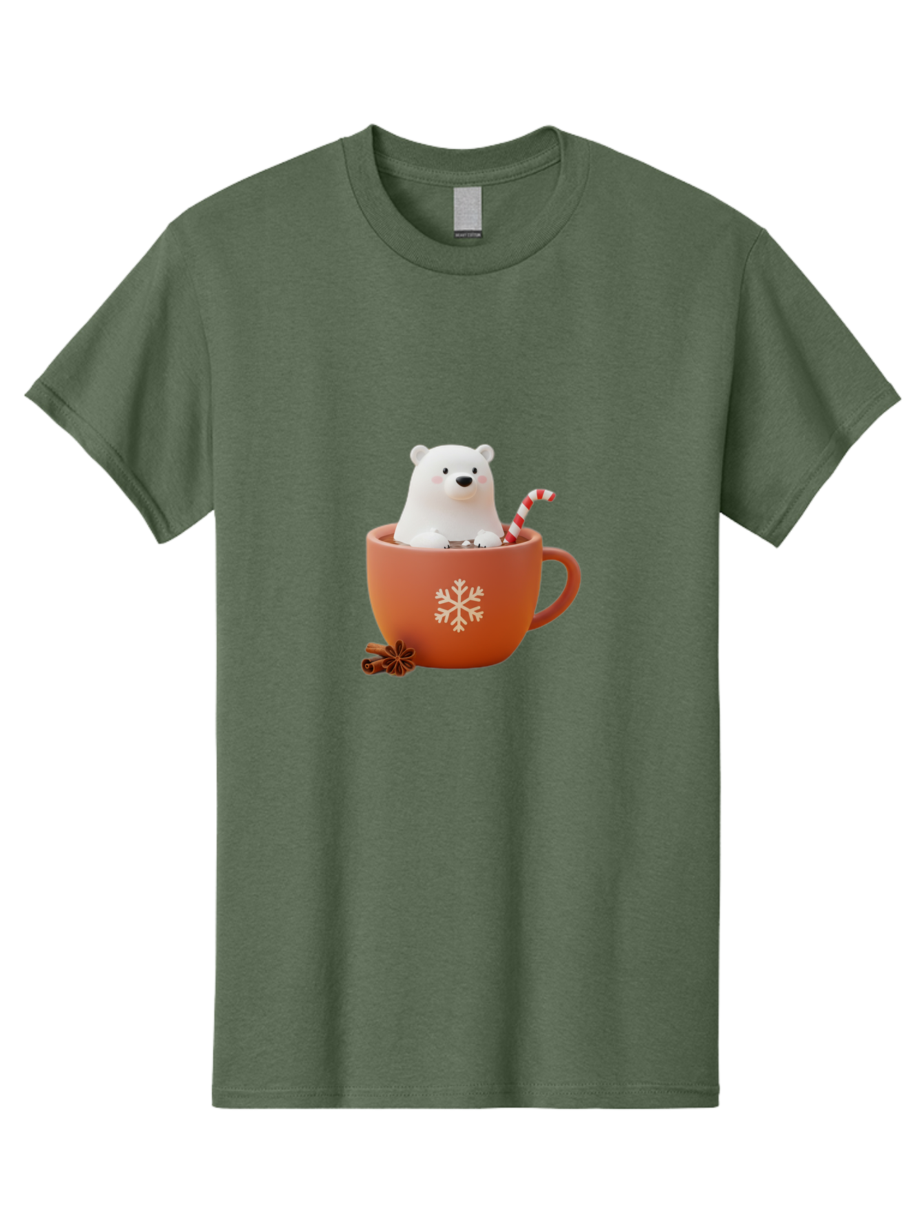 Polar-Bear-In-Coffee-Mug Men'S Graphic Tee, 100% Cotton, Comfortable Casual Summer Wear, Machine Washable, Polar Bear In A Mug, Festive Drink, Candy Cane, Snowflake Design, Winter Wonderland, Holiday Cheer, Adorable Bear, Red Mug, Bae654 8