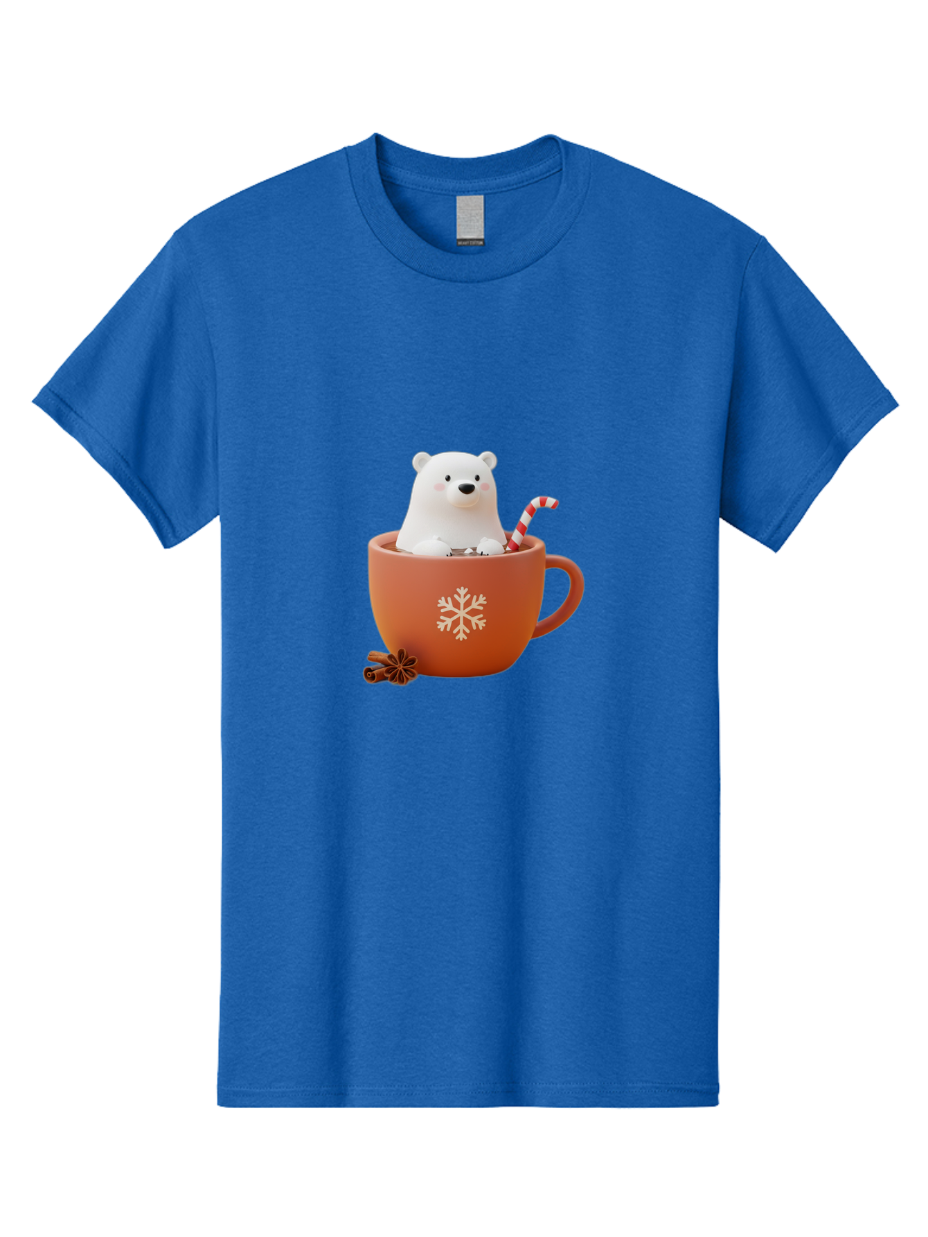 Polar-Bear-In-Coffee-Mug Men'S Graphic Tee, 100% Cotton, Comfortable Casual Summer Wear, Machine Washable, Polar Bear In A Mug, Festive Drink, Candy Cane, Snowflake Design, Winter Wonderland, Holiday Cheer, Adorable Bear, Red Mug, Bae654 6