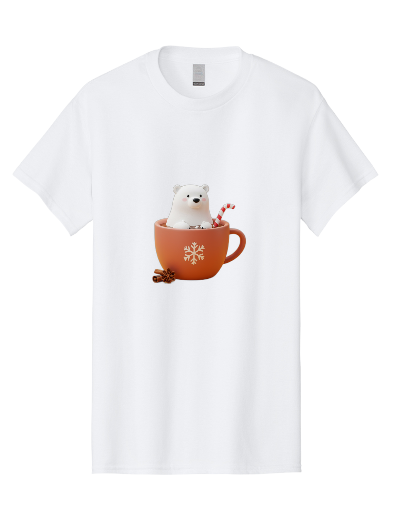 Polar-Bear-In-Coffee-Mug Men'S Graphic Tee, 100% Cotton, Comfortable Casual Summer Wear, Machine Washable, Polar Bear In A Mug, Festive Drink, Candy Cane, Snowflake Design, Winter Wonderland, Holiday Cheer, Adorable Bear, Red Mug, Bae654 10