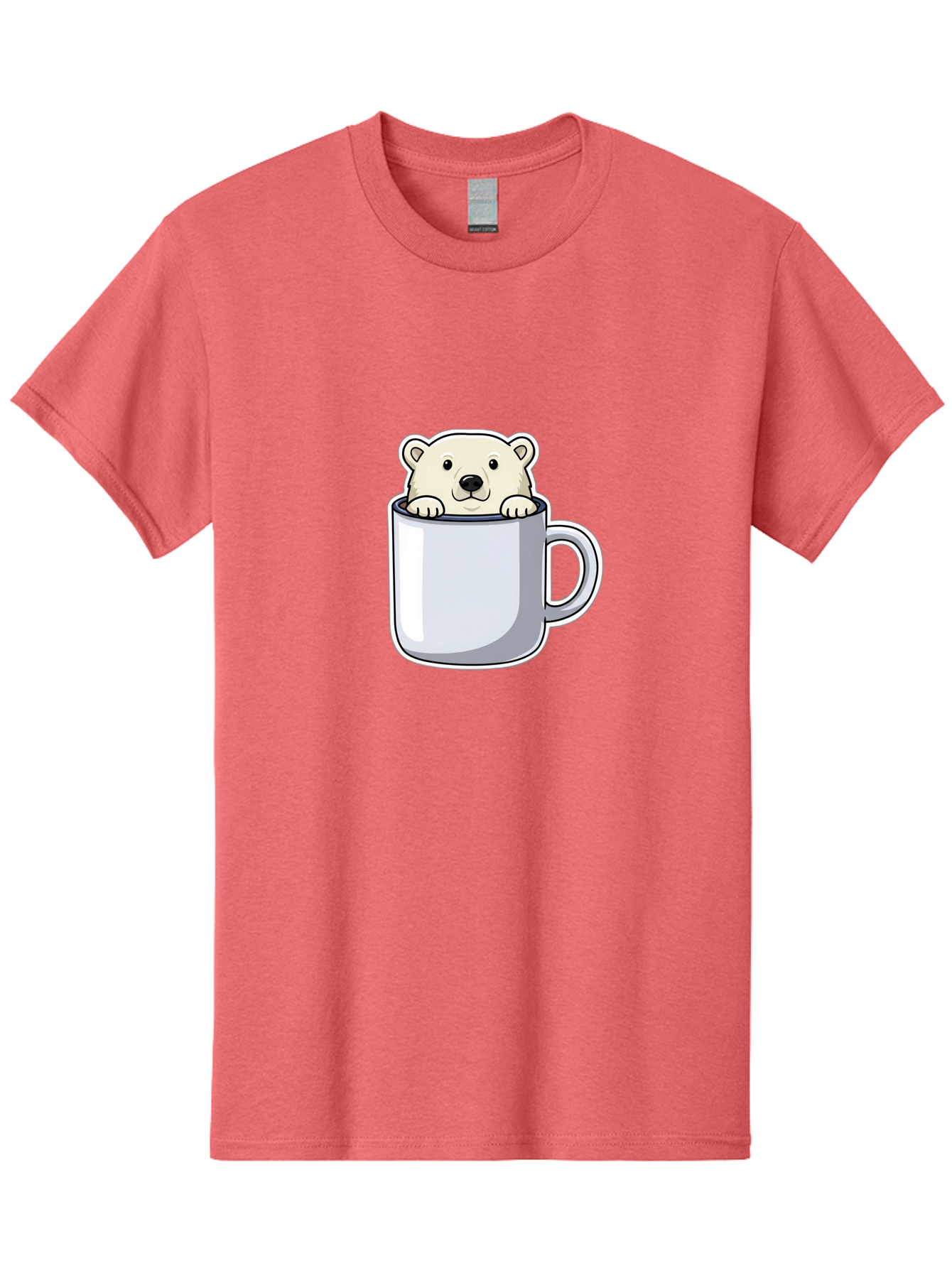 Polar-Bear-In-Mug-2 Men'S Graphic Tee, 100% Cotton, Comfortable Casual Summer Wear, Machine Washable, Polar Bear In Coffee Mug, Cartoon Character, Cute Animal, Funny Illustration, Coffee Break, Morning Routine, Office Humor, Creative Design, Bae656 13