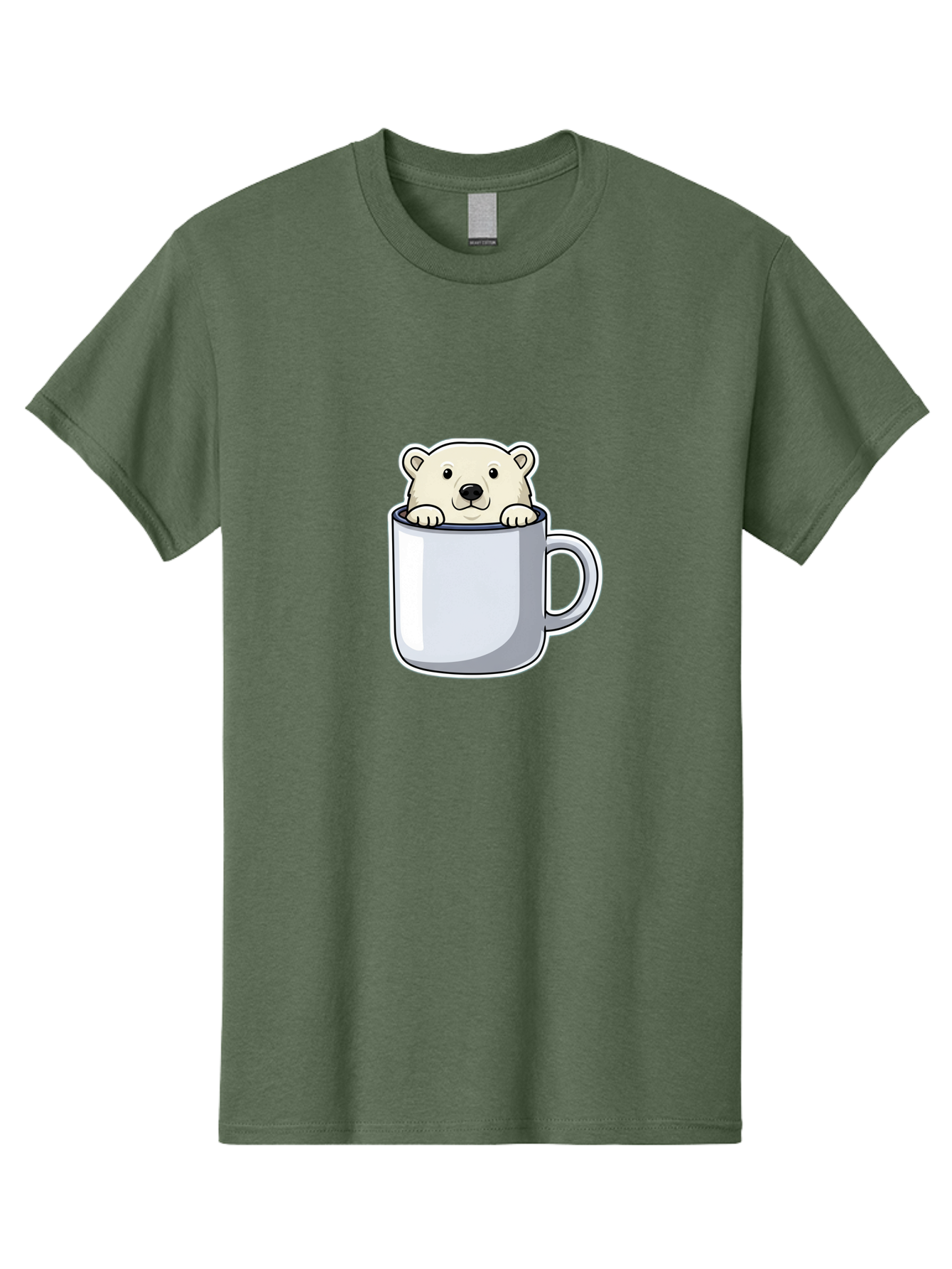 Polar-Bear-In-Mug-2 Men'S Graphic Tee, 100% Cotton, Comfortable Casual Summer Wear, Machine Washable, Polar Bear In Coffee Mug, Cartoon Character, Cute Animal, Funny Illustration, Coffee Break, Morning Routine, Office Humor, Creative Design, Bae656 9