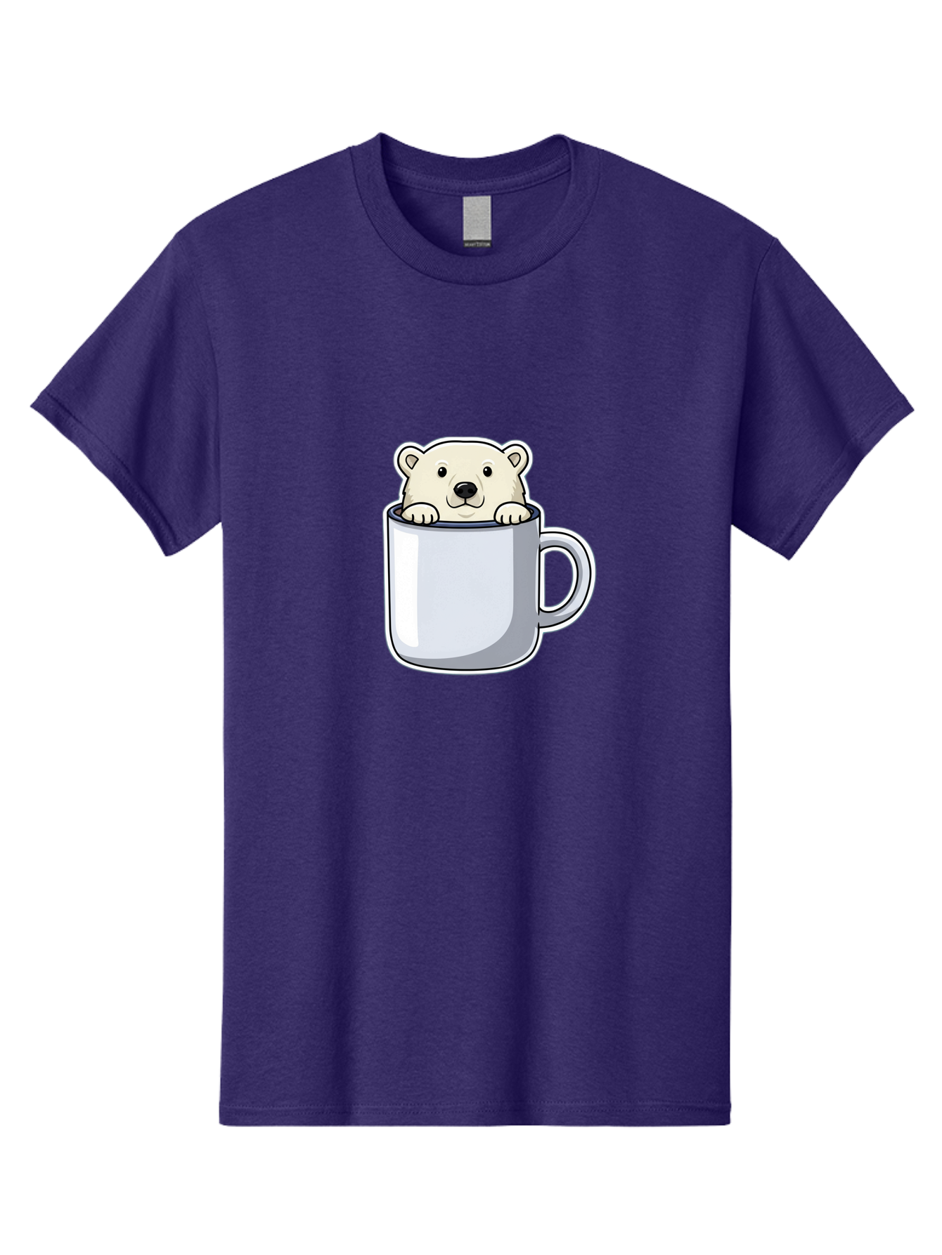 Polar-Bear-In-Mug-2 Men'S Graphic Tee, 100% Cotton, Comfortable Casual Summer Wear, Machine Washable, Polar Bear In Coffee Mug, Cartoon Character, Cute Animal, Funny Illustration, Coffee Break, Morning Routine, Office Humor, Creative Design, Bae656 5