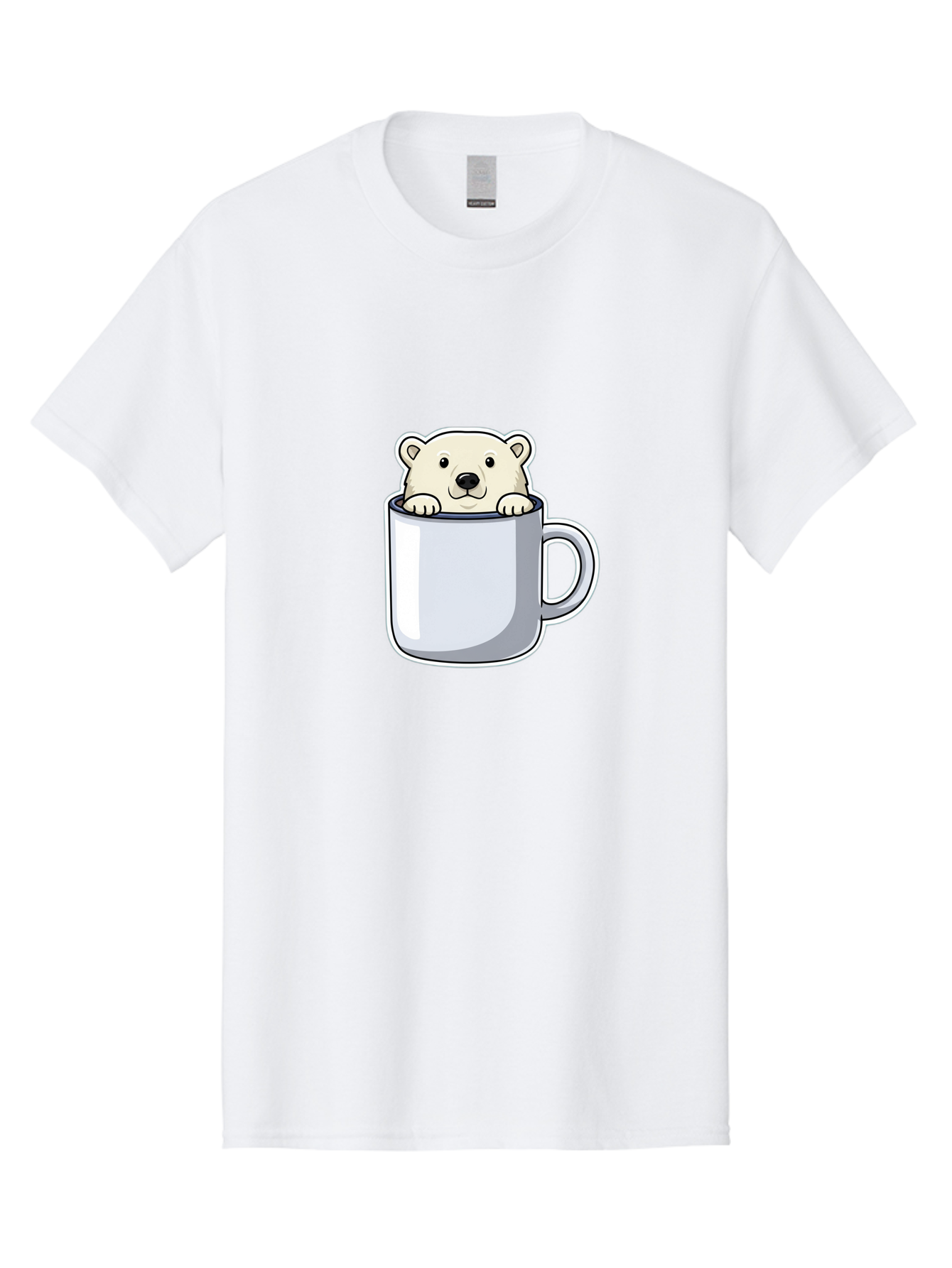 Polar-Bear-In-Mug-2 Men'S Graphic Tee, 100% Cotton, Comfortable Casual Summer Wear, Machine Washable, Polar Bear In Coffee Mug, Cartoon Character, Cute Animal, Funny Illustration, Coffee Break, Morning Routine, Office Humor, Creative Design, Bae656 14