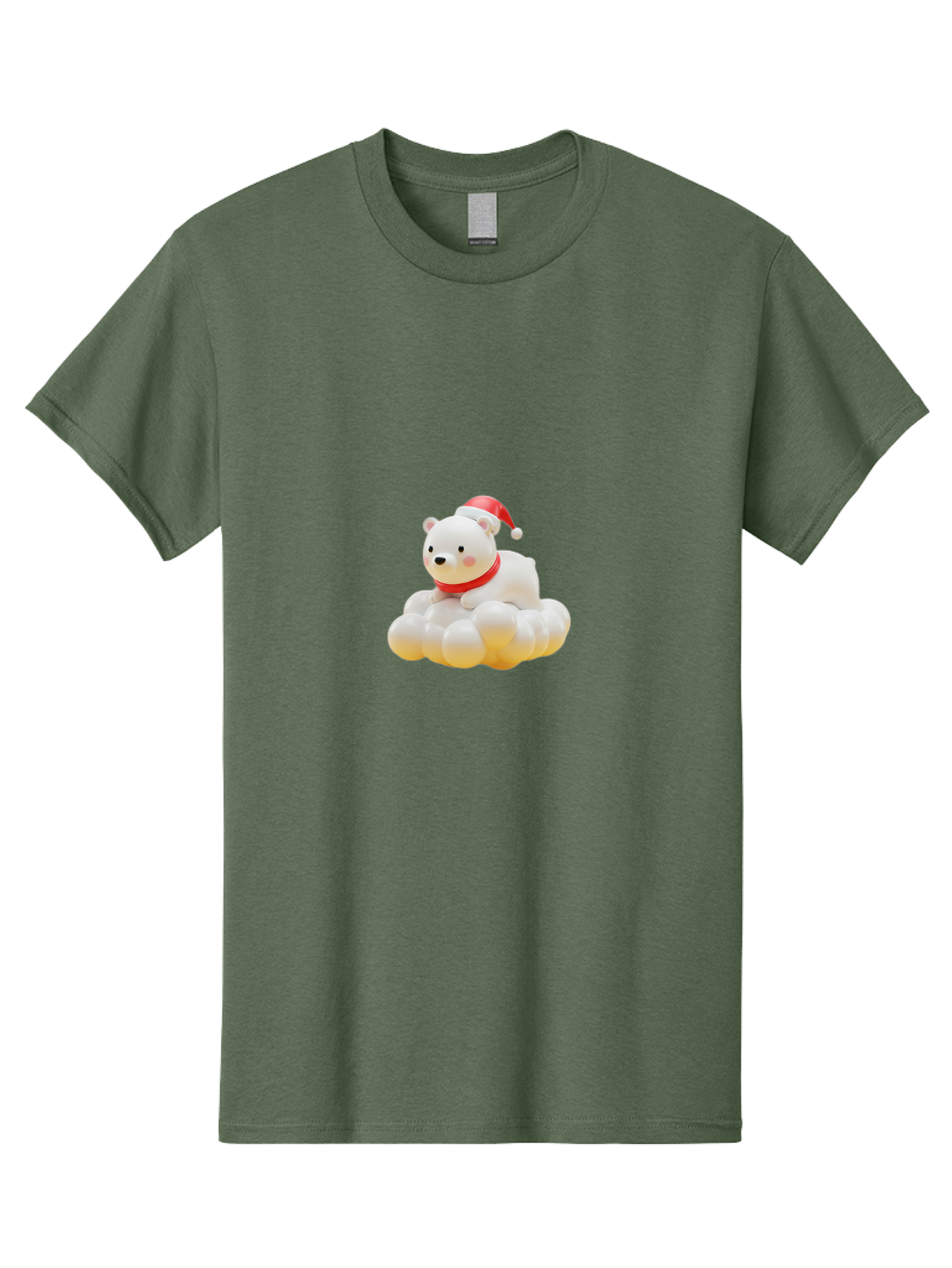 Polar-Bear-On-Cloud Men'S Graphic Tee, 100% Cotton, Comfortable Casual Summer Wear, Machine Washable, White Polar Bear, Red Santa Hat, Red Scarf, Cute Figurine, Christmas Decoration, Holiday Icon, Winter Wonderland, Festive Character Bae663 15