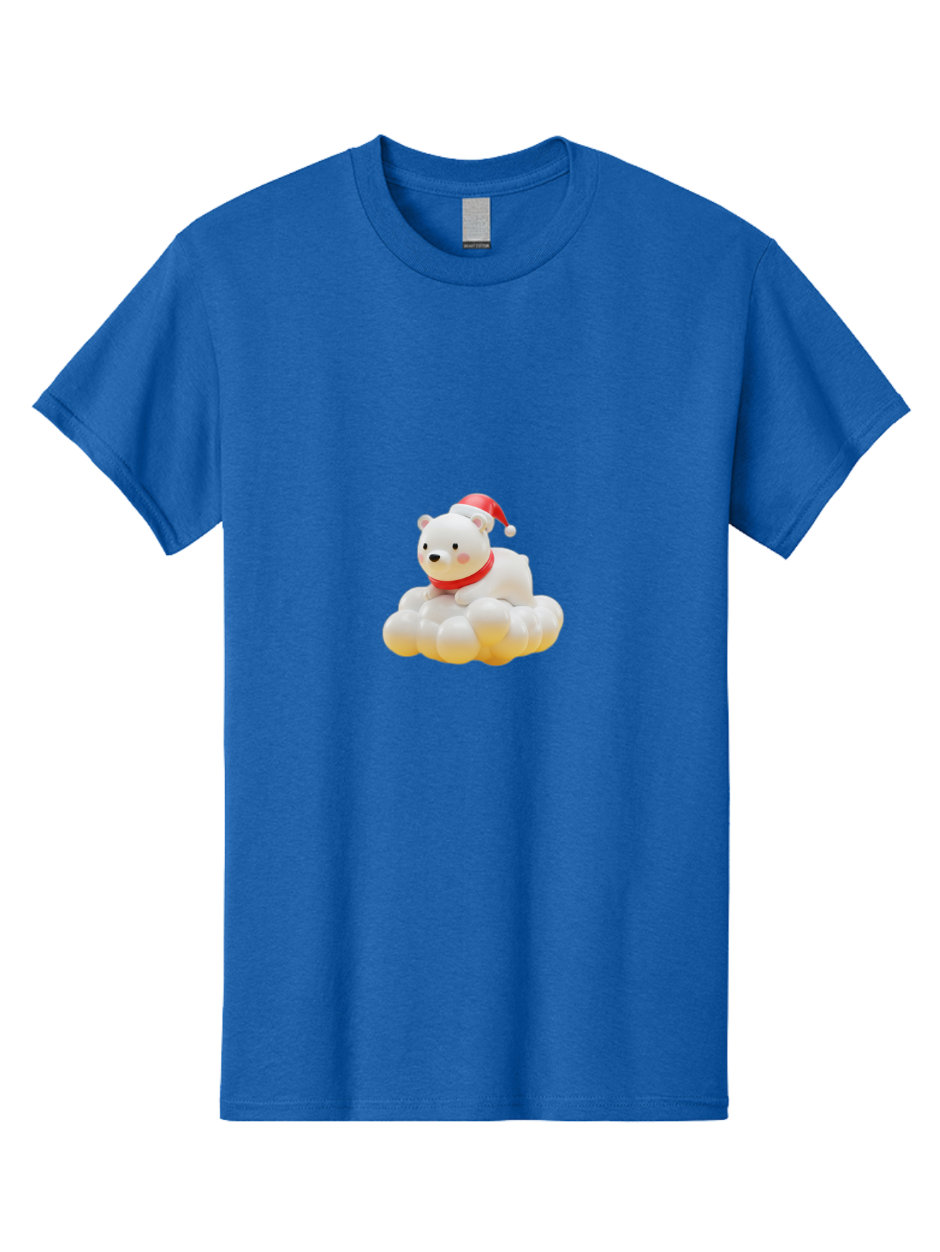 Polar-Bear-On-Cloud Men'S Graphic Tee, 100% Cotton, Comfortable Casual Summer Wear, Machine Washable, White Polar Bear, Red Santa Hat, Red Scarf, Cute Figurine, Christmas Decoration, Holiday Icon, Winter Wonderland, Festive Character Bae663 11