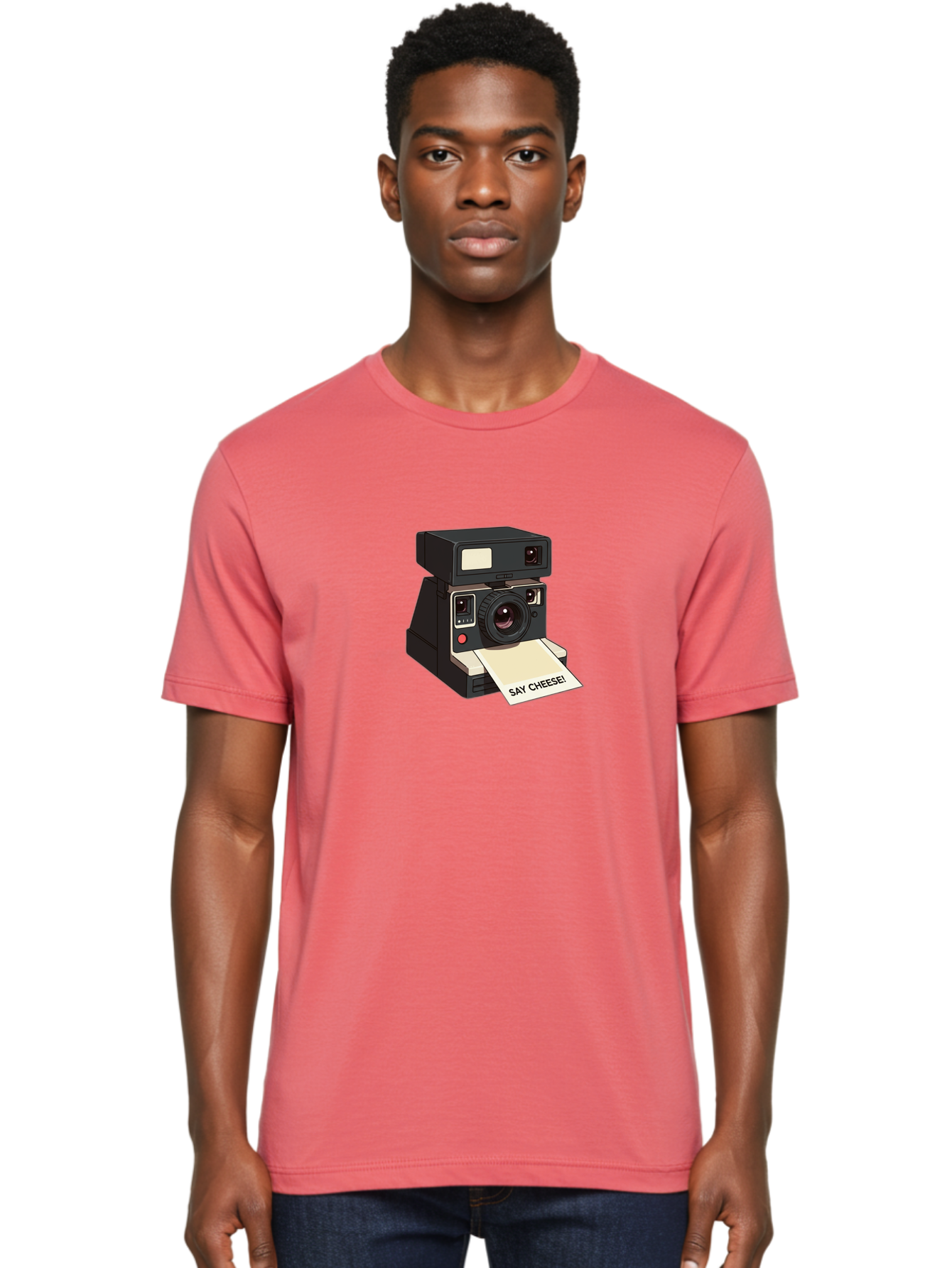 Polaroid-Camera Men'S Graphic Tee, 100% Cotton, Comfortable Casual Summer Wear, Machine Washable, Vintage Polaroid Camera, Instant Photography, Retro Style, Say Cheese Print, Nostalgic Feel, Photography Moment, Classic Design, Black Camera Bae690 27