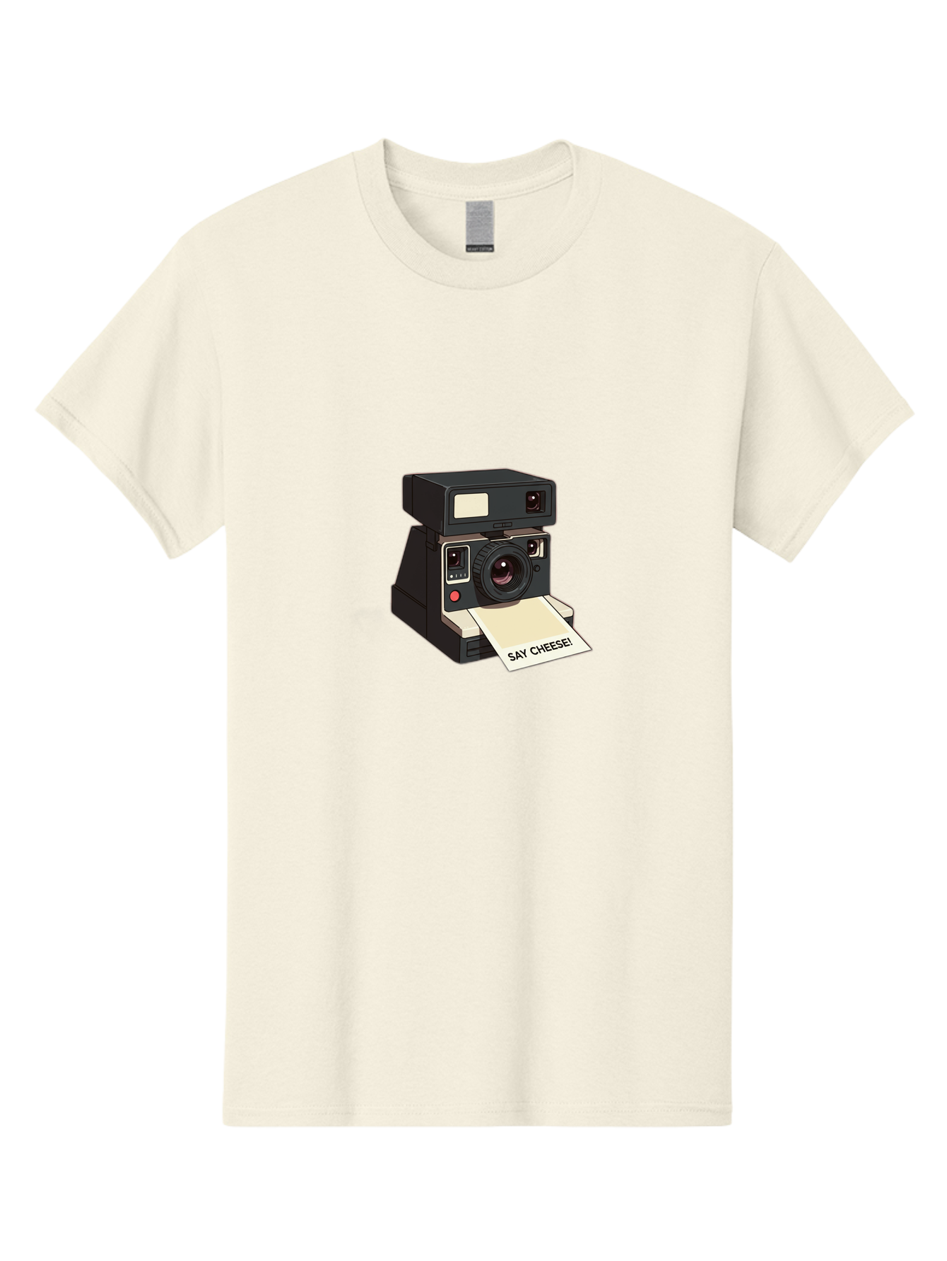 Polaroid-Camera Men'S Graphic Tee, 100% Cotton, Comfortable Casual Summer Wear, Machine Washable, Vintage Polaroid Camera, Instant Photography, Retro Style, Say Cheese Print, Nostalgic Feel, Photography Moment, Classic Design, Black Camera Bae690 4