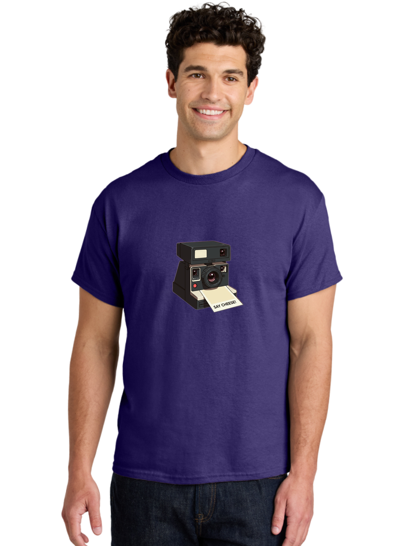 Polaroid-Camera Men'S Graphic Tee, 100% Cotton, Comfortable Casual Summer Wear, Machine Washable, Vintage Polaroid Camera, Instant Photography, Retro Style, Say Cheese Print, Nostalgic Feel, Photography Moment, Classic Design, Black Camera Bae690 29