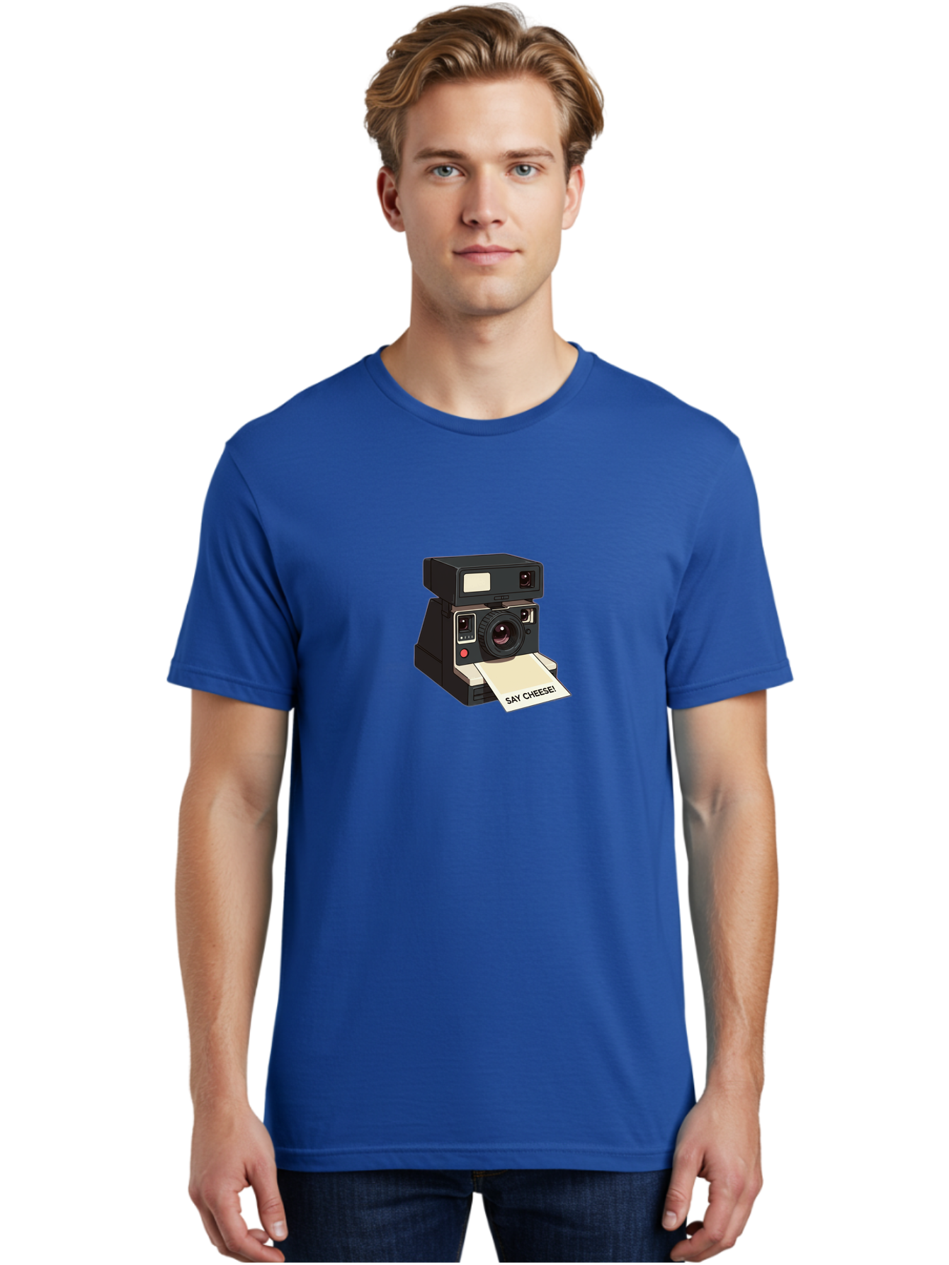 Polaroid-Camera Men'S Graphic Tee, 100% Cotton, Comfortable Casual Summer Wear, Machine Washable, Vintage Polaroid Camera, Instant Photography, Retro Style, Say Cheese Print, Nostalgic Feel, Photography Moment, Classic Design, Black Camera Bae690 18
