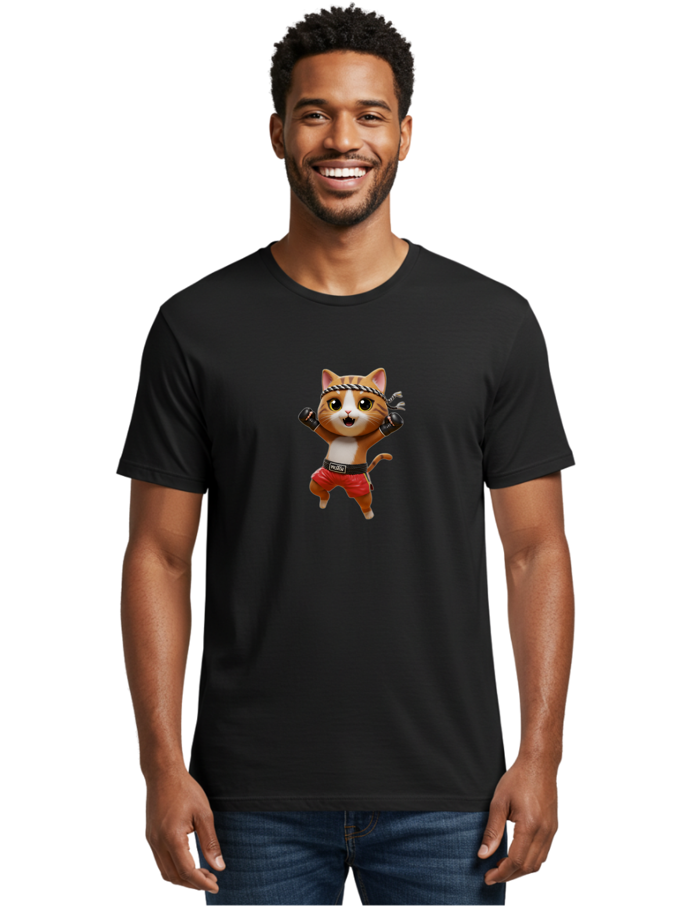 Puma-Cat Men'S Graphic Tee, 100% Cotton, Comfortable Casual Summer Wear, Machine Washable, Cartoon Cat In Boxing Attire, Pudim Belt, Boxing Gloves, Determined Expression, Funny Animal Character, Playful Design, Sports-Themed Illustration, Bae694 17