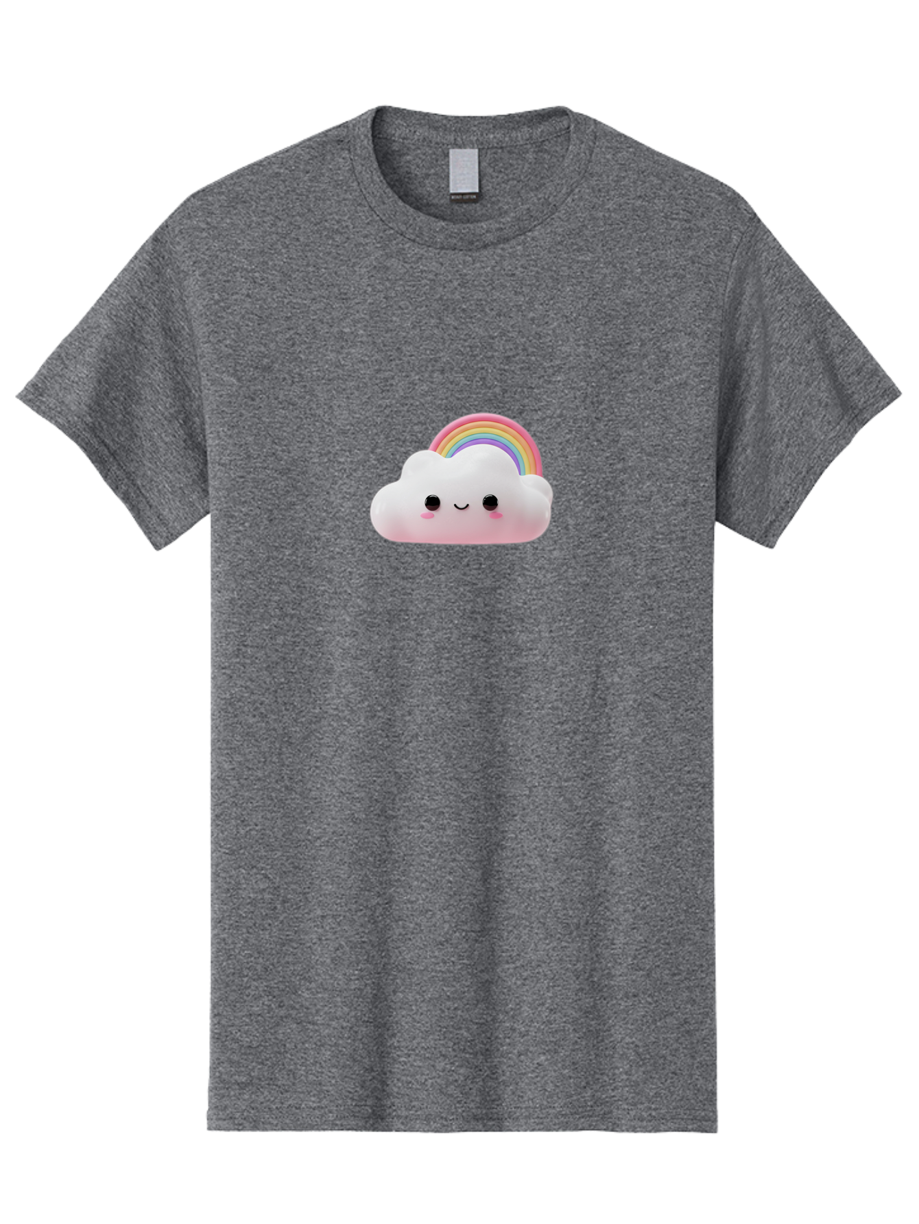 Rainbow-Cloud Men'S Graphic Tee, 100% Cotton, Comfortable Casual Summer Wear, Machine Washable, Cartoon Cloud, Smiling Face, Rainbow, Cute Character, Fluffy Cloud, Pastel Colors, Cheerful Design, Kawaii Art, Whimsical Graphics Bae697 14