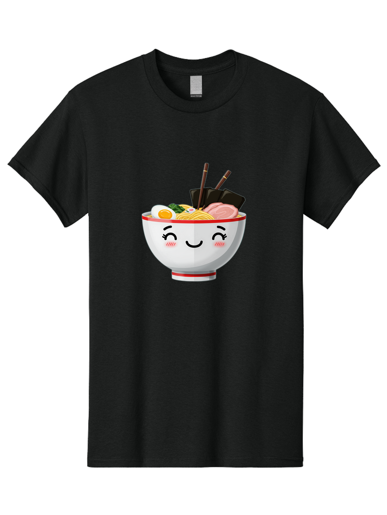 Ramen-1 Men'S Graphic Tee, 100% Cotton, Comfortable Casual Summer Wear, Machine Washable, Steaming Bowl Of Ramen, Savory Noodles, Boiled Egg, Sliced Pork, Seaweed, Chopsticks, Cute Cartoon Character, Japanese Cuisine, Food Illustration, Bae698 13