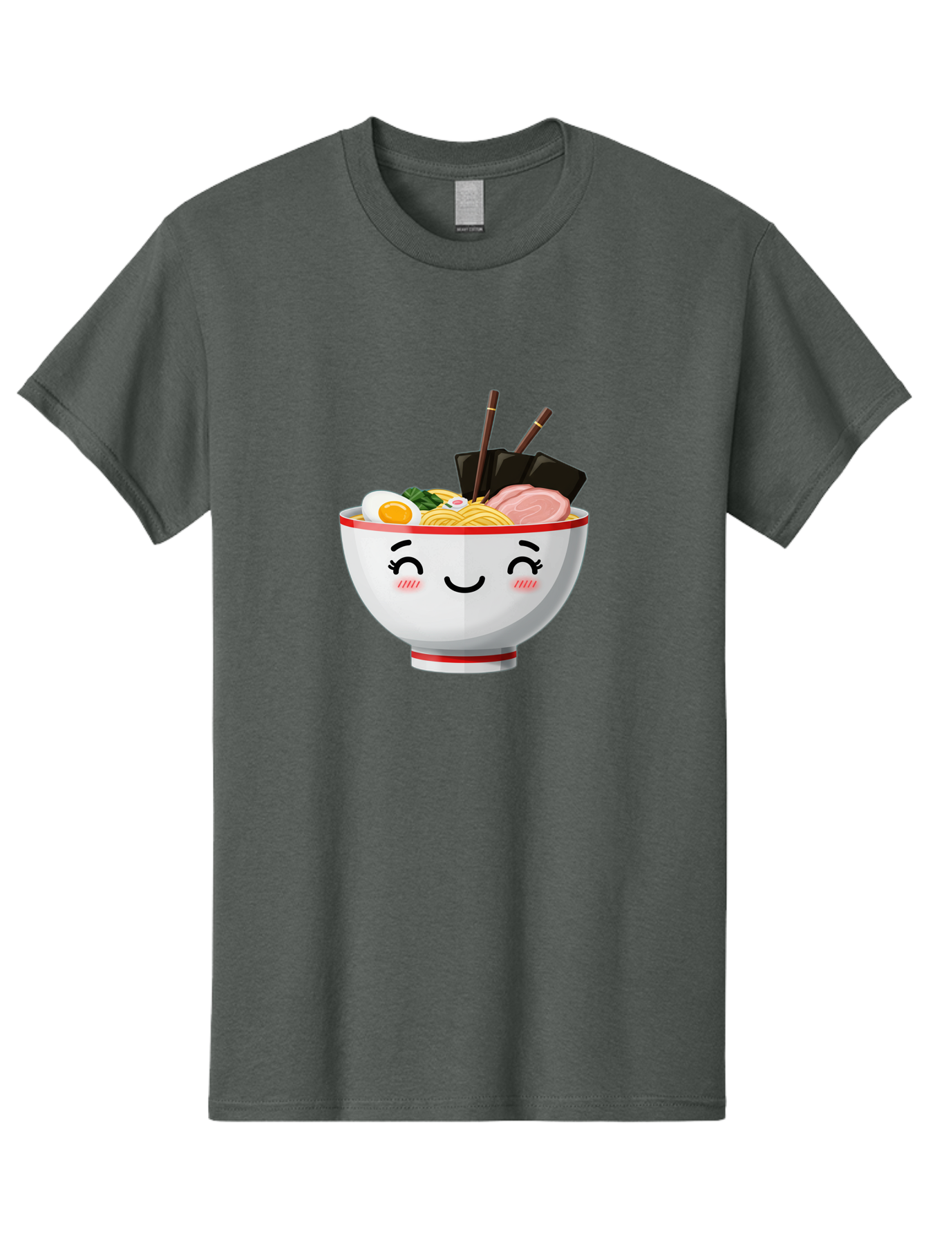 Ramen-1 Men'S Graphic Tee, 100% Cotton, Comfortable Casual Summer Wear, Machine Washable, Steaming Bowl Of Ramen, Savory Noodles, Boiled Egg, Sliced Pork, Seaweed, Chopsticks, Cute Cartoon Character, Japanese Cuisine, Food Illustration, Bae698 3