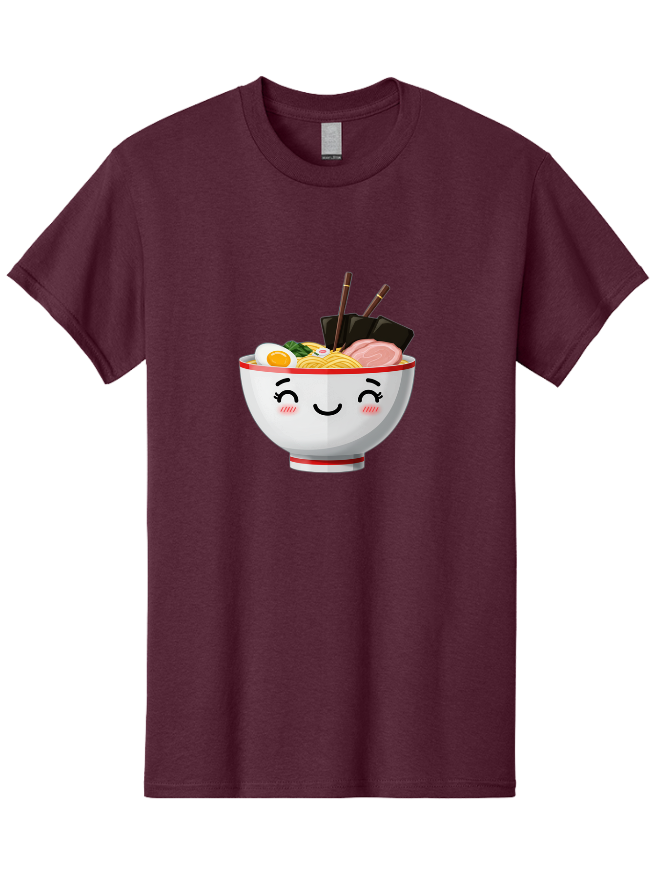 Ramen-1 Men'S Graphic Tee, 100% Cotton, Comfortable Casual Summer Wear, Machine Washable, Steaming Bowl Of Ramen, Savory Noodles, Boiled Egg, Sliced Pork, Seaweed, Chopsticks, Cute Cartoon Character, Japanese Cuisine, Food Illustration, Bae698 5