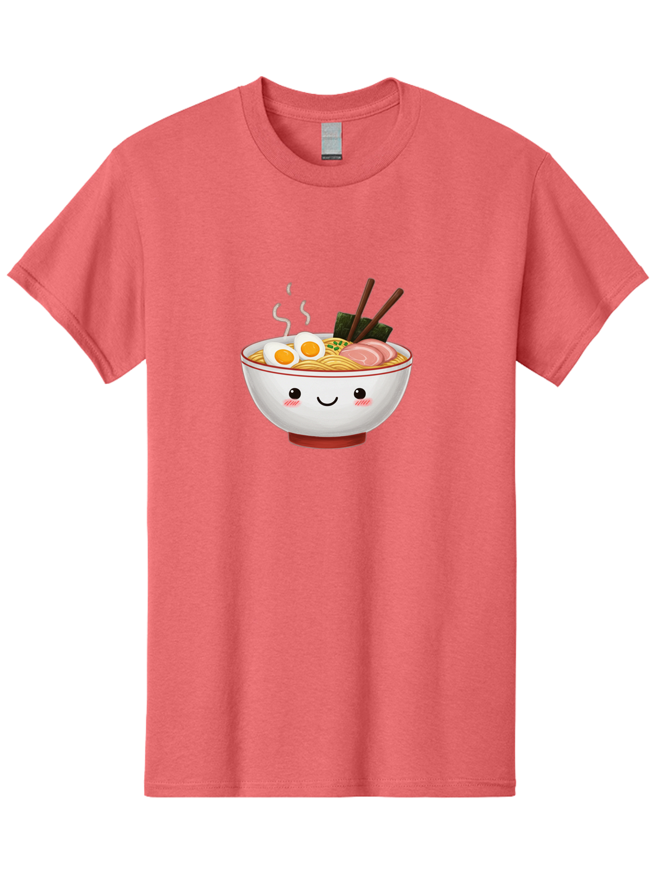 Ramen-2 Men'S Graphic Tee, 100% Cotton, Comfortable Casual Summer Wear, Machine Washable, Steaming Hot Ramen, Cartoon Bowl, Noodles, Eggs, Meat Slices, Seaweed, Chopsticks, Adorable, Kawaii, Japanese Cuisine, Foodie Art, Cute Character Bae699 6