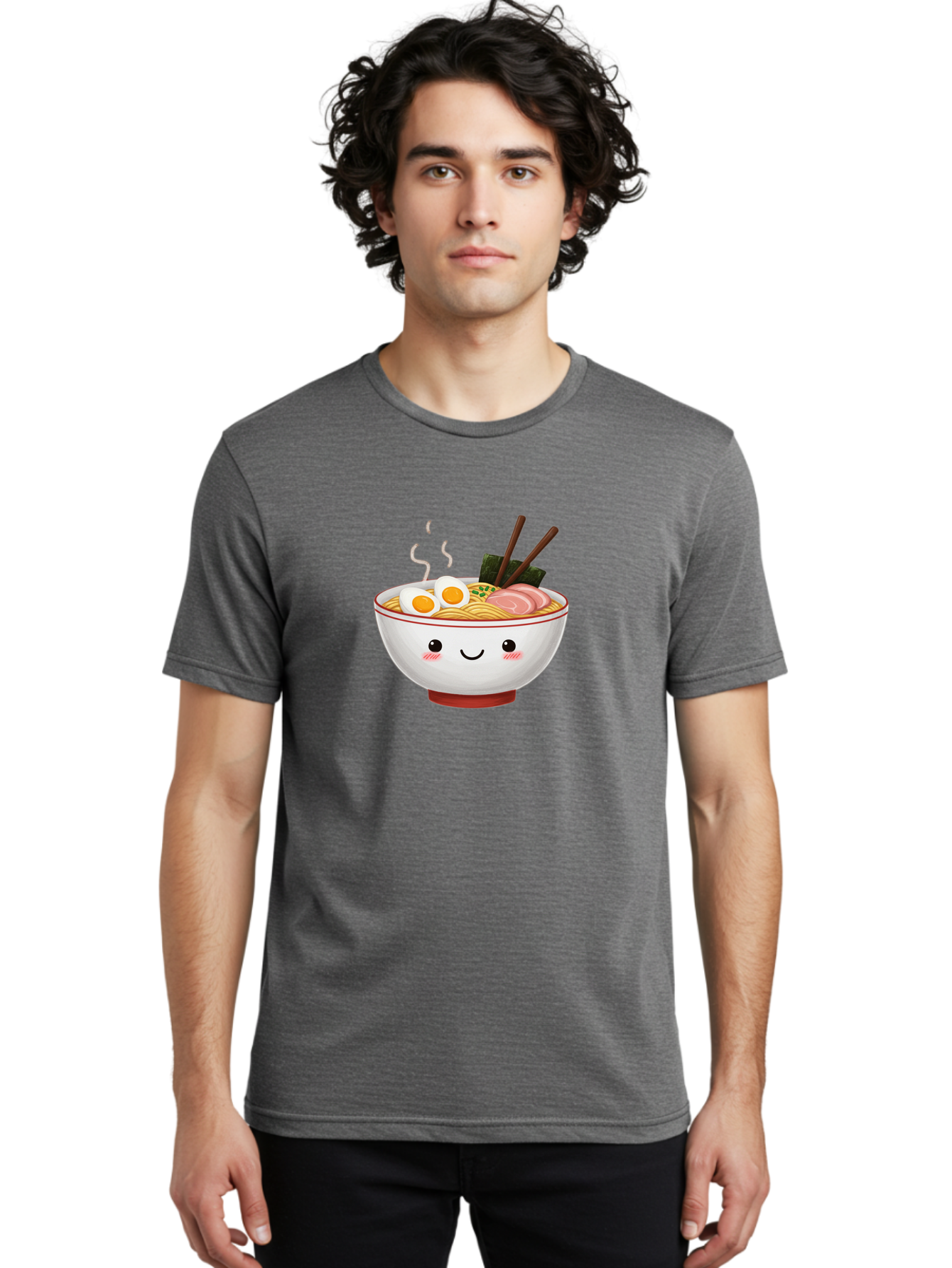 Ramen-2 Men'S Graphic Tee, 100% Cotton, Comfortable Casual Summer Wear, Machine Washable, Steaming Hot Ramen, Cartoon Bowl, Noodles, Eggs, Meat Slices, Seaweed, Chopsticks, Adorable, Kawaii, Japanese Cuisine, Foodie Art, Cute Character Bae699 18