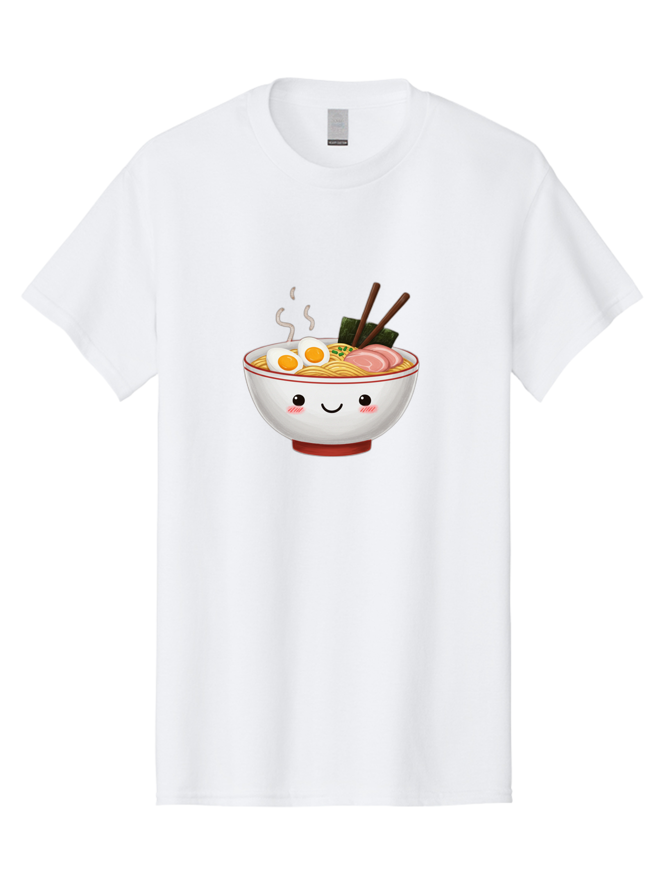 Ramen-2 Men'S Graphic Tee, 100% Cotton, Comfortable Casual Summer Wear, Machine Washable, Steaming Hot Ramen, Cartoon Bowl, Noodles, Eggs, Meat Slices, Seaweed, Chopsticks, Adorable, Kawaii, Japanese Cuisine, Foodie Art, Cute Character Bae699 7