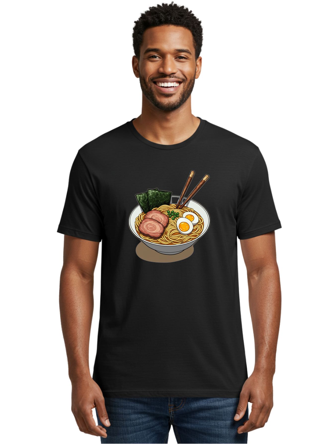 Ramen-3 Men'S Graphic Tee, 100% Cotton, Comfortable Casual Summer Wear, Machine Washable, Ramen Noodles, Sliced Pork, Boiled Egg, Seaweed, Chopsticks, Oriental Cuisine, Japanese Food, Savory Meal, Noodle Soup, Appetizing Dish Bae700 23