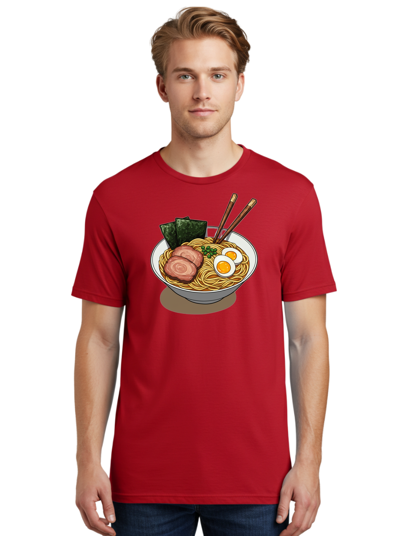 Ramen-3 Men'S Graphic Tee, 100% Cotton, Comfortable Casual Summer Wear, Machine Washable, Ramen Noodles, Sliced Pork, Boiled Egg, Seaweed, Chopsticks, Oriental Cuisine, Japanese Food, Savory Meal, Noodle Soup, Appetizing Dish Bae700 21
